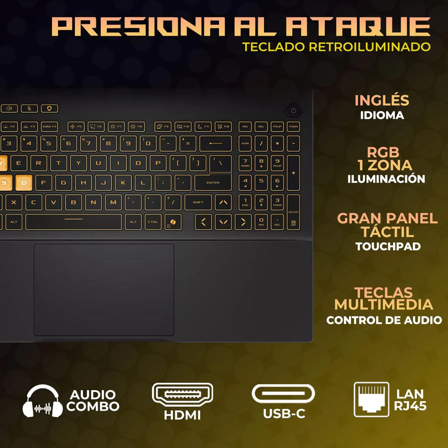 Laptop Gamer ASUS TUF F16 NVIDIA GeForce RTX 5070 Intel Core i7 14650HX 16GB DDR5 SSD 1TB 16" WUXGA 165Hz Teclado Ingles Gaming competitivo y Streaming - Image 4