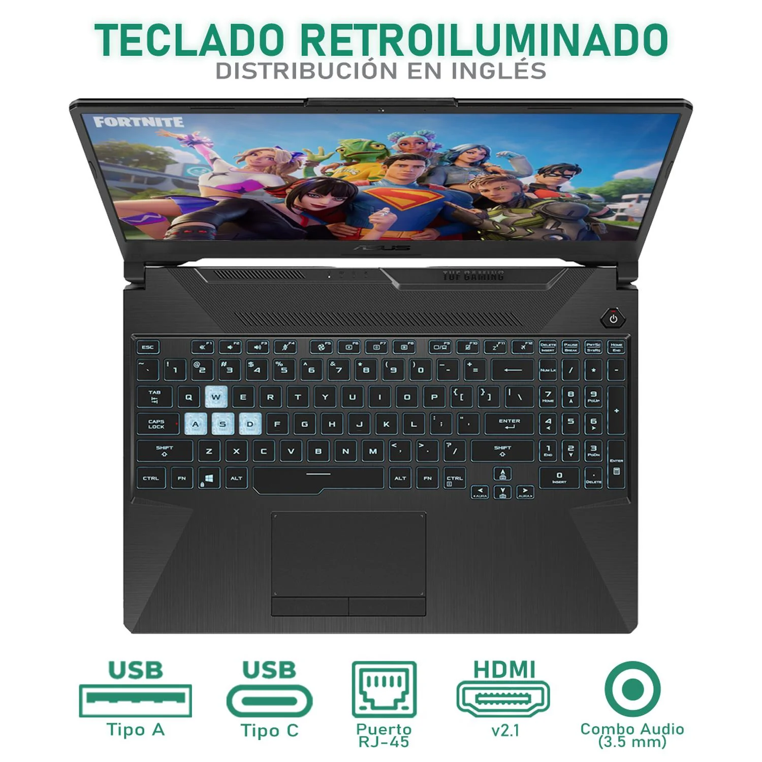 Laptop Gamer ASUS TUF Gaming A15 NVIDIA GeForce RTX 2050 AMD Ryzen 7 7435HS 16GB RAM 512GB SSD 15.6" Windows 11 Home Teclado en Ingles Open Box - Image 4