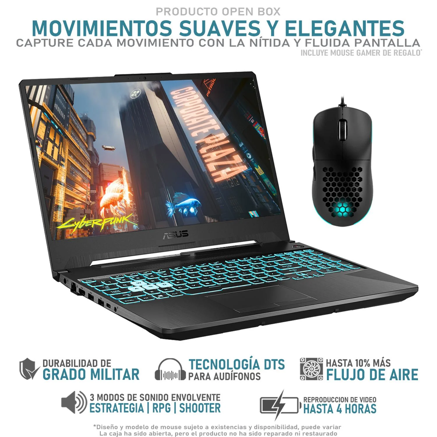 Laptop Gamer ASUS TUF Gaming A15 NVIDIA GeForce RTX 3050 AMD Ryzen 7 7435HS 16GB RAM 1TB SSD 15.6" Windows 11 Home Teclado en Ingles + Mouse DXT Gaming Open Box - Image 3