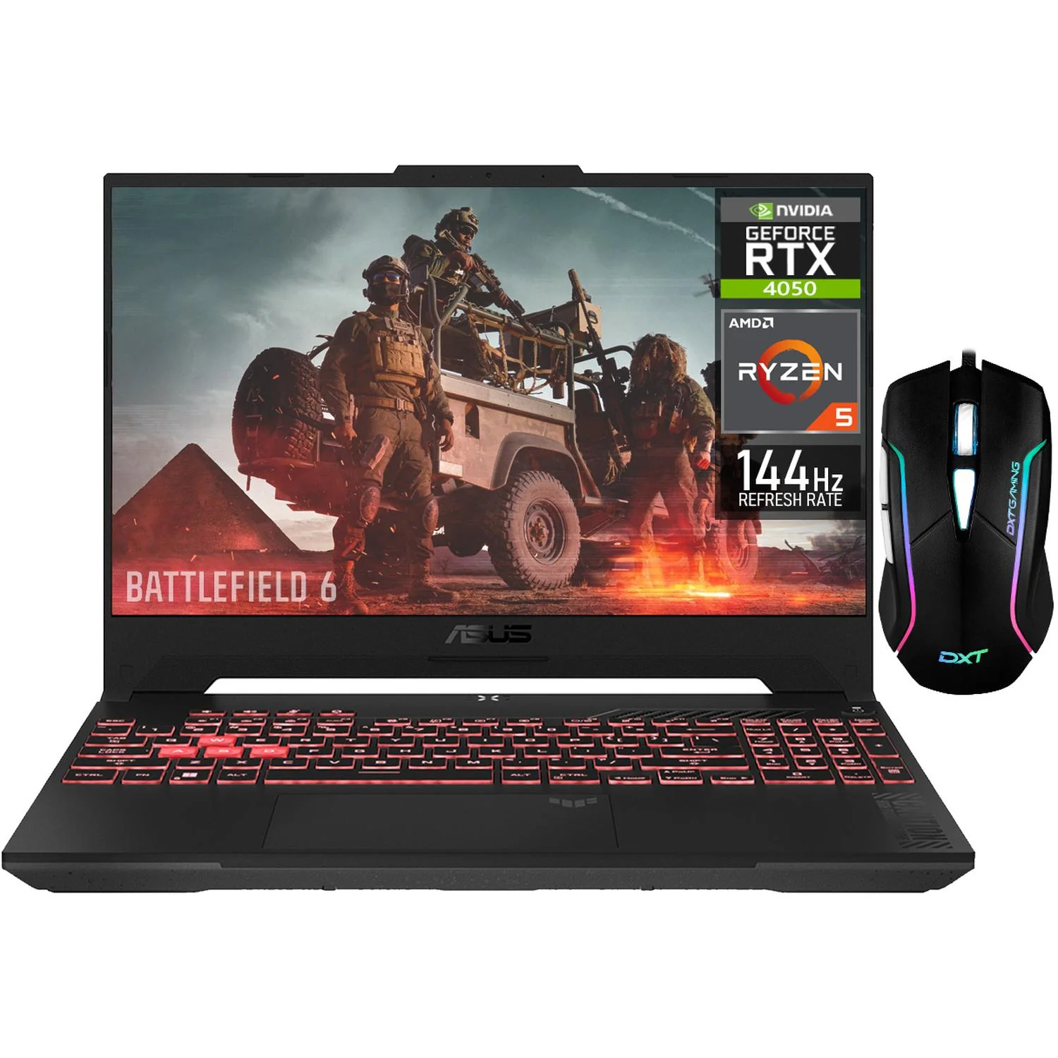 Laptop Gamer ASUS TUF Gaming A15 NVIDIA GeForce RTX 4050 AMD Ryzen 5 7535HS 32GB RAM 1.5TB SSD 15.6" Windows 11 Home Teclado en Español + Mouse DXT Gaming Open Box
