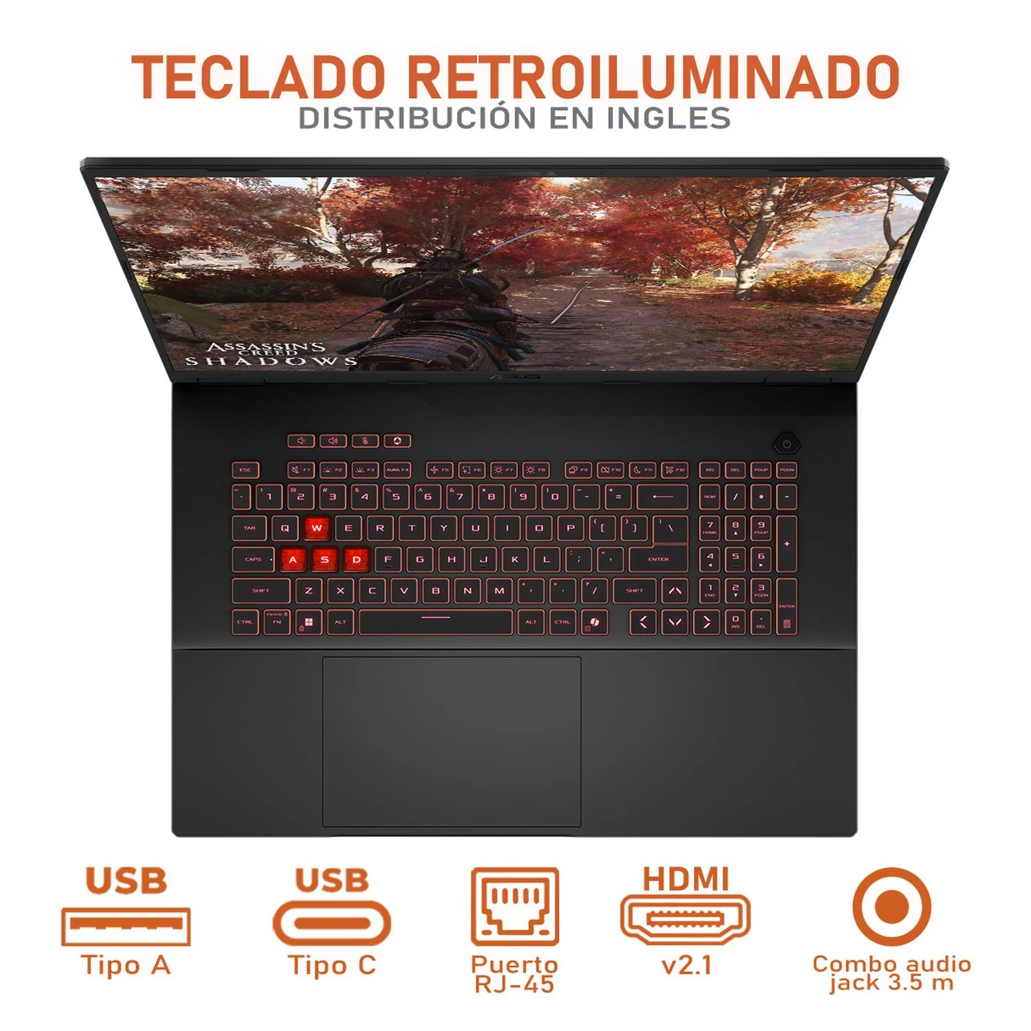 Laptop Gamer ASUS TUF Gaming A18 NVIDIA GeForce RTX 5070 AMD Ryzen 7 260 32GB RAM 1TB SSD 18" Windows 11 Home Teclado en Ingles - Image 4