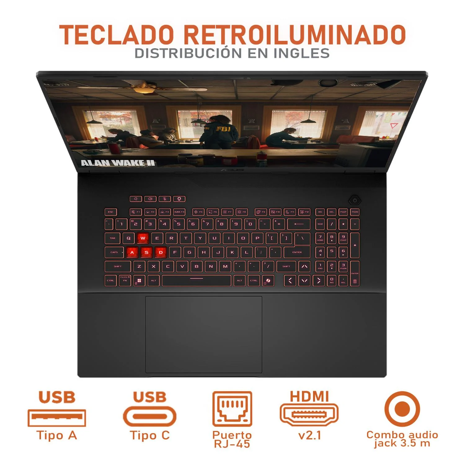 Laptop Gamer ASUS TUF Gaming A18 NVIDIA GeForce RTX 5070 AMD Ryzen 7 260 64GB RAM 1TB SSD 18" Windows 11 Home Teclado en Ingles - Image 4