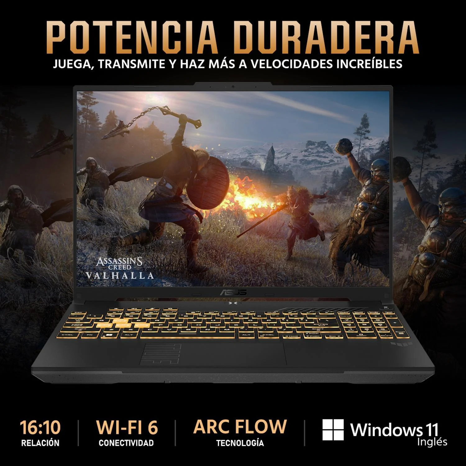 Laptop Gamer ASUS TUF Gaming F16 NVIDIA GeForce RTX 3050 Intel Core 5 210H 32GB RAM 1.5TB SSD 16" Windows 11 Home Teclado en Español + Mochila - Image 4