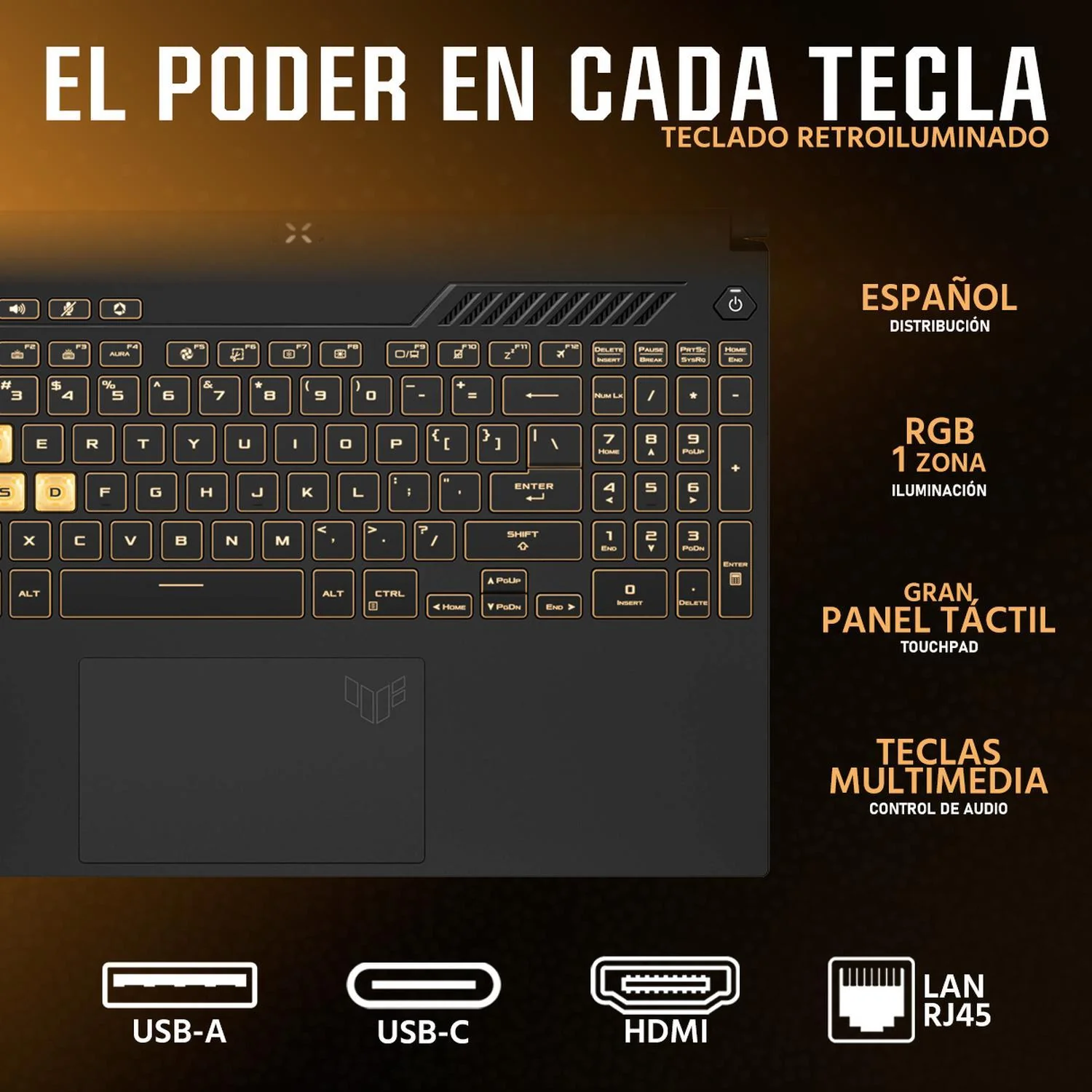 Laptop Gamer ASUS TUF Gaming F16 NVIDIA GeForce RTX 3050 Intel Core 5 210H 32GB RAM 1.5TB SSD 16" Windows 11 Home Teclado en Español + Mochila - Image 5