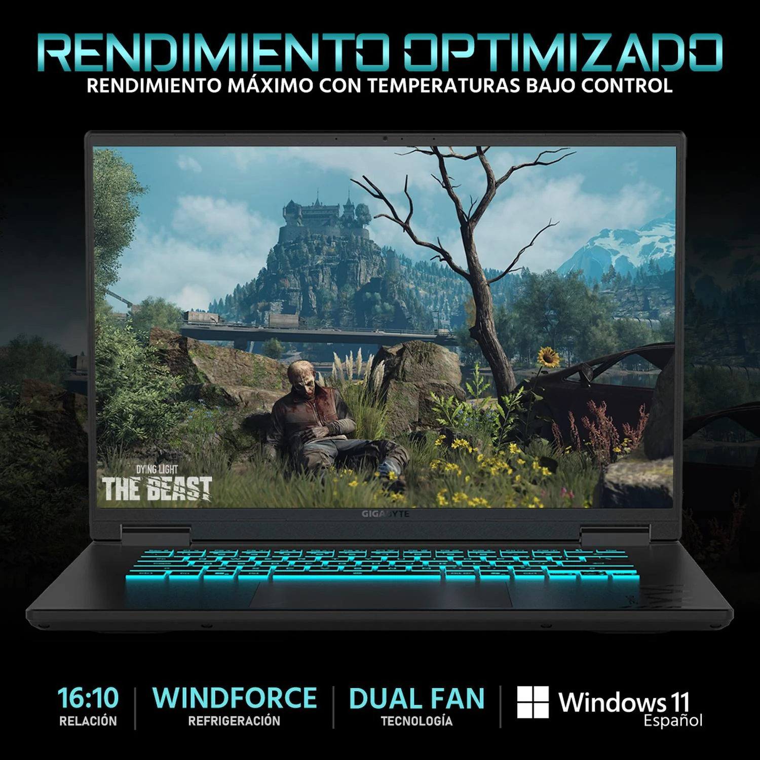 Laptop Gamer GIGABYTE Gaming A16 NVIDIA GeForce RTX 5050 Intel Core i7 13620H 16GB DDR5 SSD 512GB 16" WUXGA 165Hz Teclado Español Gaming Avanzado y Multitarea - Image 3