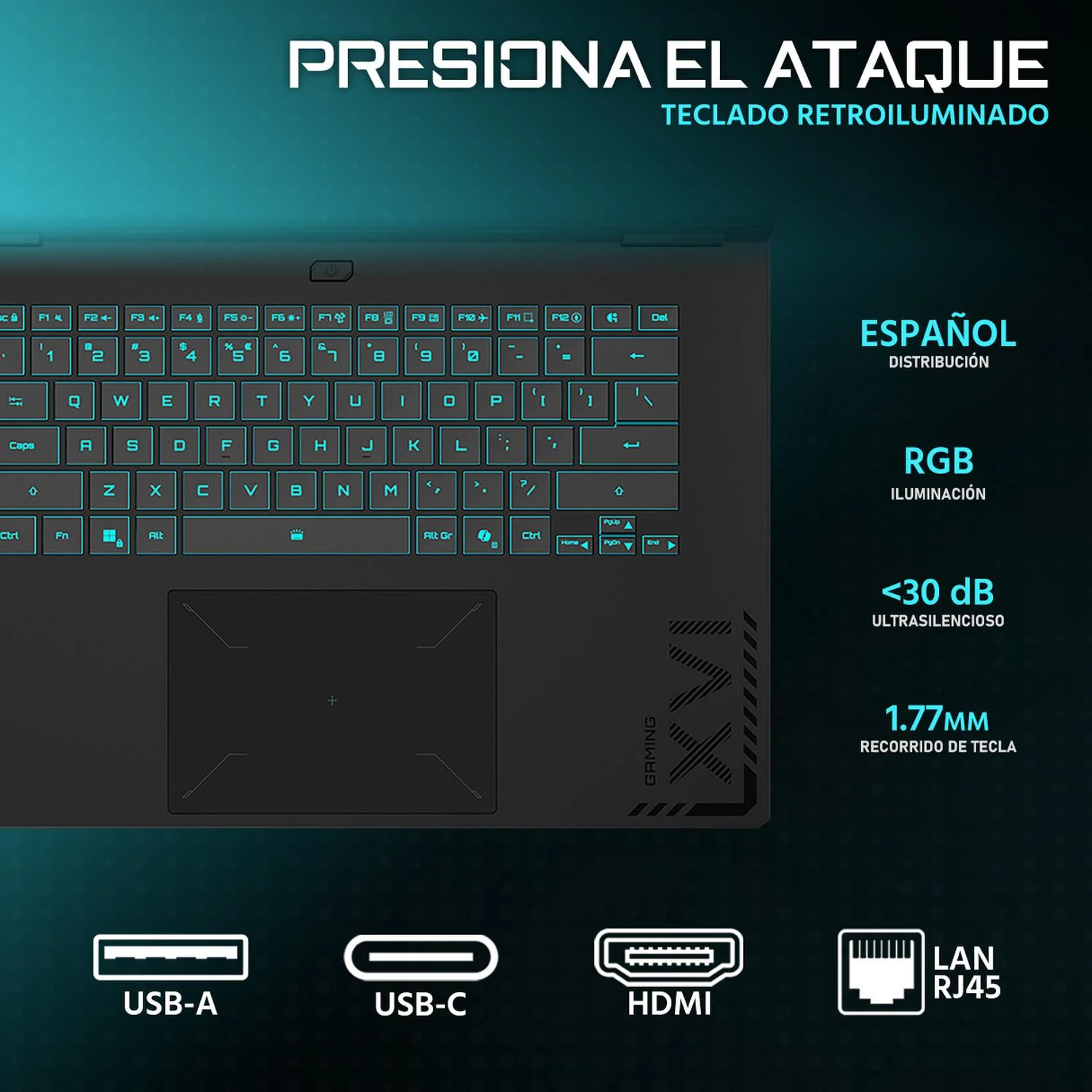 Laptop Gamer GIGABYTE Gaming A16 NVIDIA GeForce RTX 5050 Intel Core i7 13620H 16GB DDR5 SSD 512GB 16" WUXGA 165Hz Teclado Español Gaming Avanzado y Multitarea - Image 4