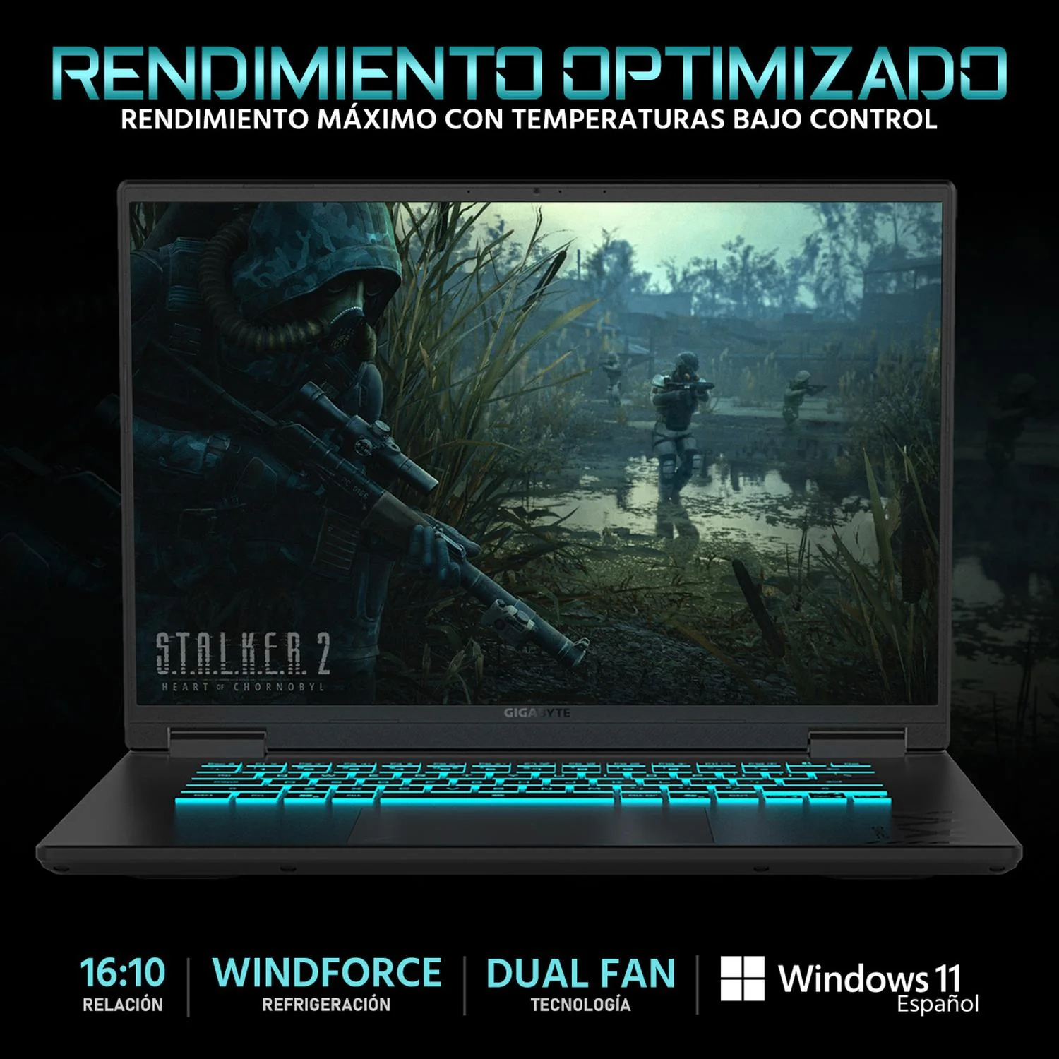 Laptop Gamer GIGABYTE Gaming A16 NVIDIA GeForce RTX 5050 Intel Core i7 13620H 24GB DDR5 SSD 1.5TB 16" WUXGA 165Hz Teclado Español Mouse DXT Gaming Trabajo Multimedia y Gaming Avanzado - Image 3