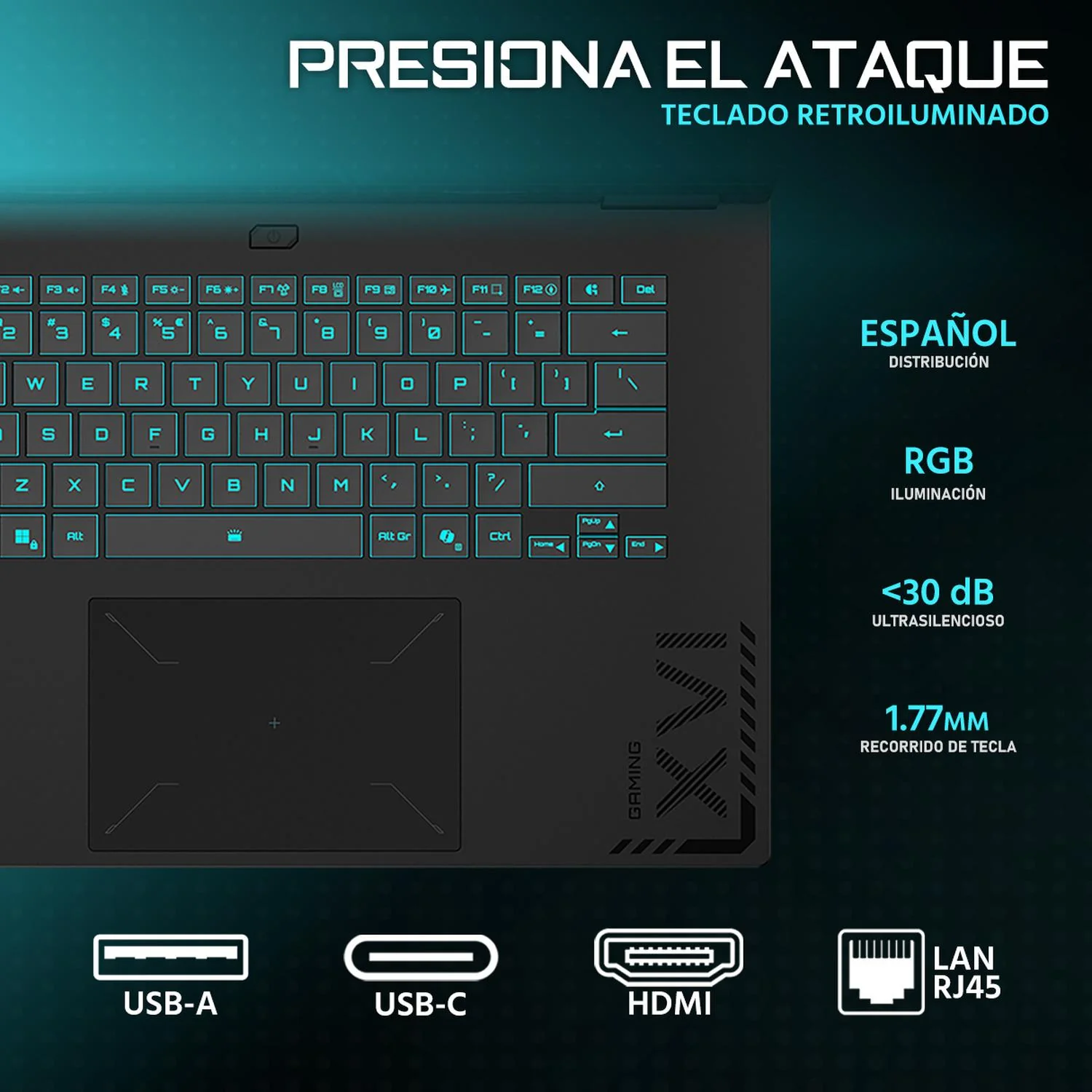 Laptop Gamer GIGABYTE Gaming A16 NVIDIA GeForce RTX 5050 Intel Core i7 13620H 24GB DDR5 SSD 1.5TB 16" WUXGA 165Hz Teclado Español Mouse DXT Gaming Trabajo Multimedia y Gaming Avanzado - Image 4