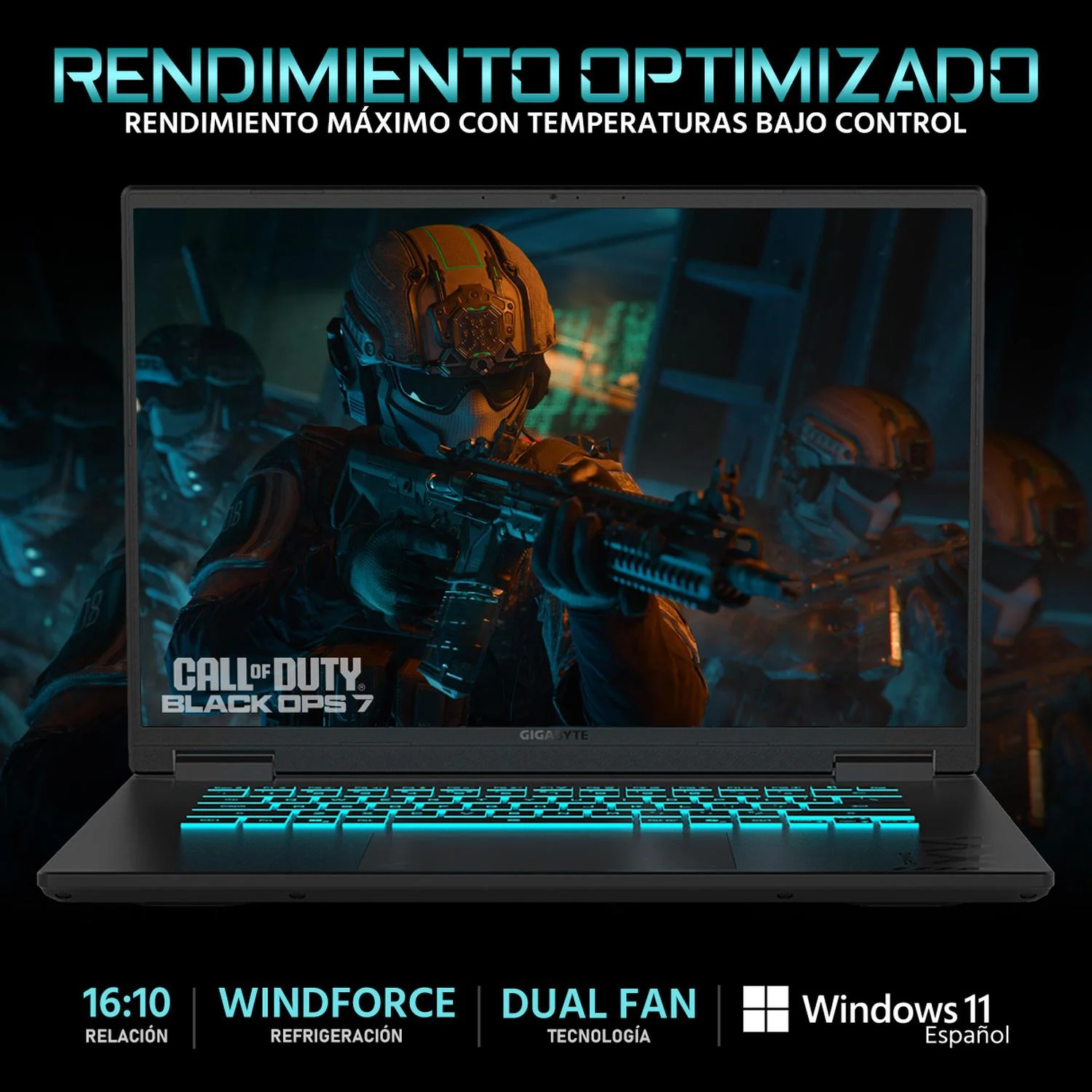 Laptop Gamer GIGABYTE Gaming A16 NVIDIA GeForce RTX 5050 Intel Core i7 13620H 24GB RAM 750GB SSD 16" Windows 11 Home Teclado en Español + Mouse DXT Gaming - Image 3