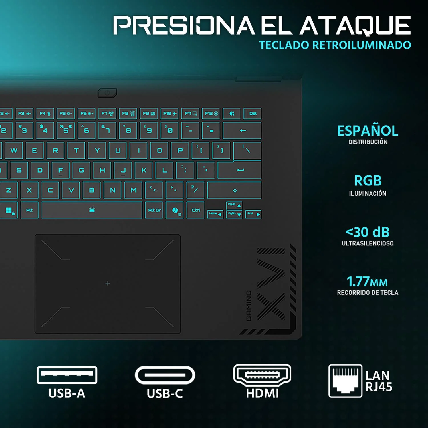 Laptop Gamer GIGABYTE Gaming A16 NVIDIA GeForce RTX 5050 Intel Core i7 13620H 24GB RAM 750GB SSD 16" Windows 11 Home Teclado en Español + Mouse DXT Gaming - Image 4