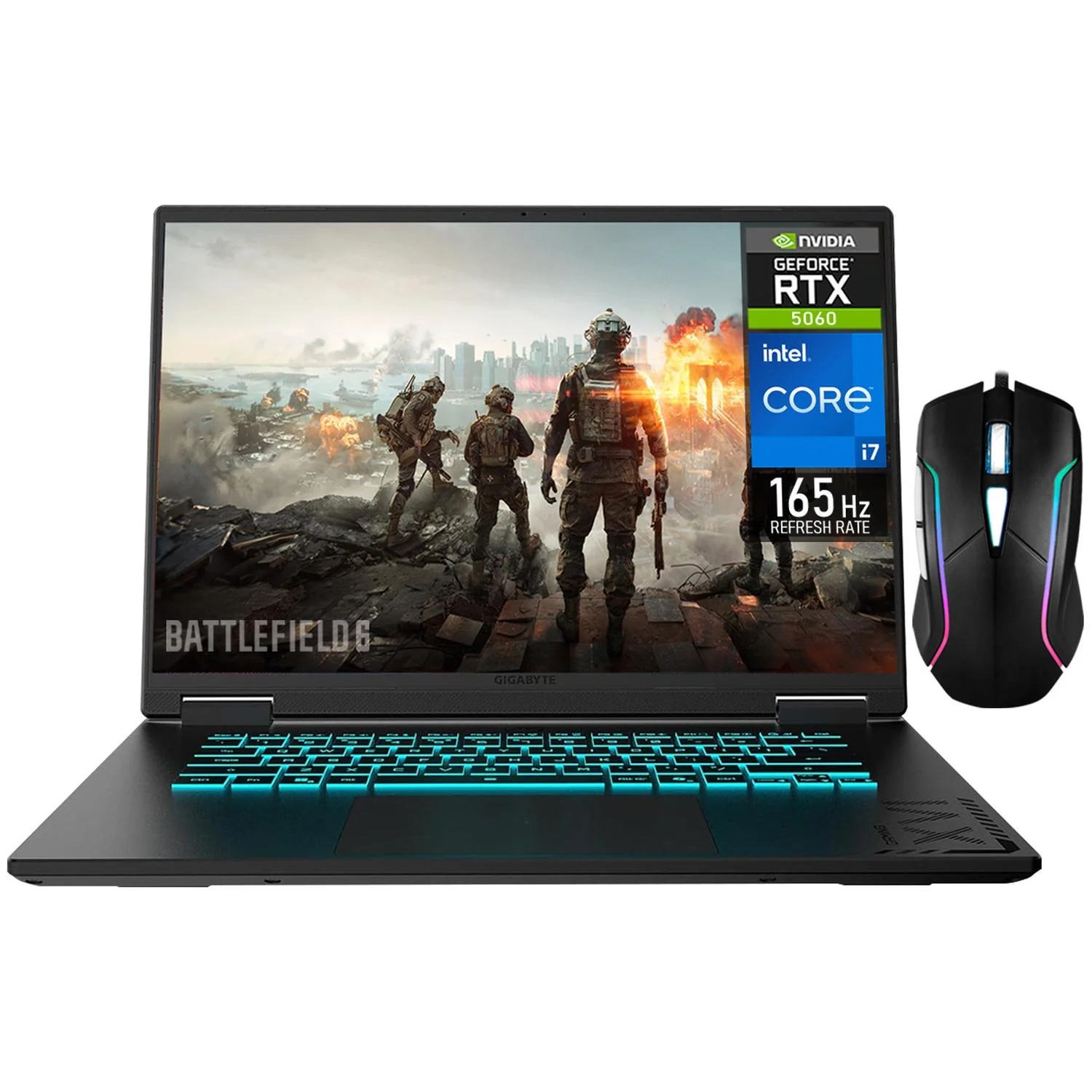 Laptop Gamer GIGABYTE Gaming A16 Nvidia GeForce RTX 5060 8GB Intel Core i7 13620H 32GB DDR5 1TB SSD Pantalla 16" IPS FHD+ 165Hz Teclado Español Mouse Gaming DXT W11H Creación de Contenido y Streaming
