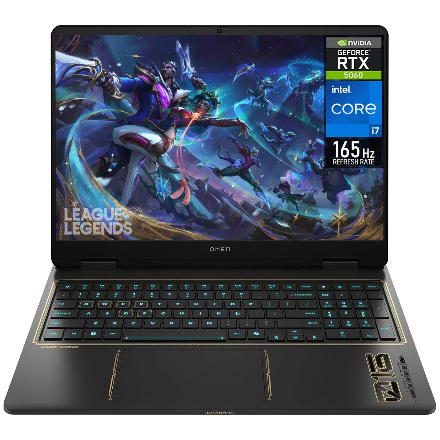 Laptop Gamer HP Omen LOL Nvidia GeForce RTX 5060 8GB DLSS 4.5 Intel Core i7 14650HX 32GB DDR5 1TB SSD Pantalla 16" IPS FHD+ 165Hz Teclado Ingles W11H League of Legends Gamer Competitivo Streaming en Vivo