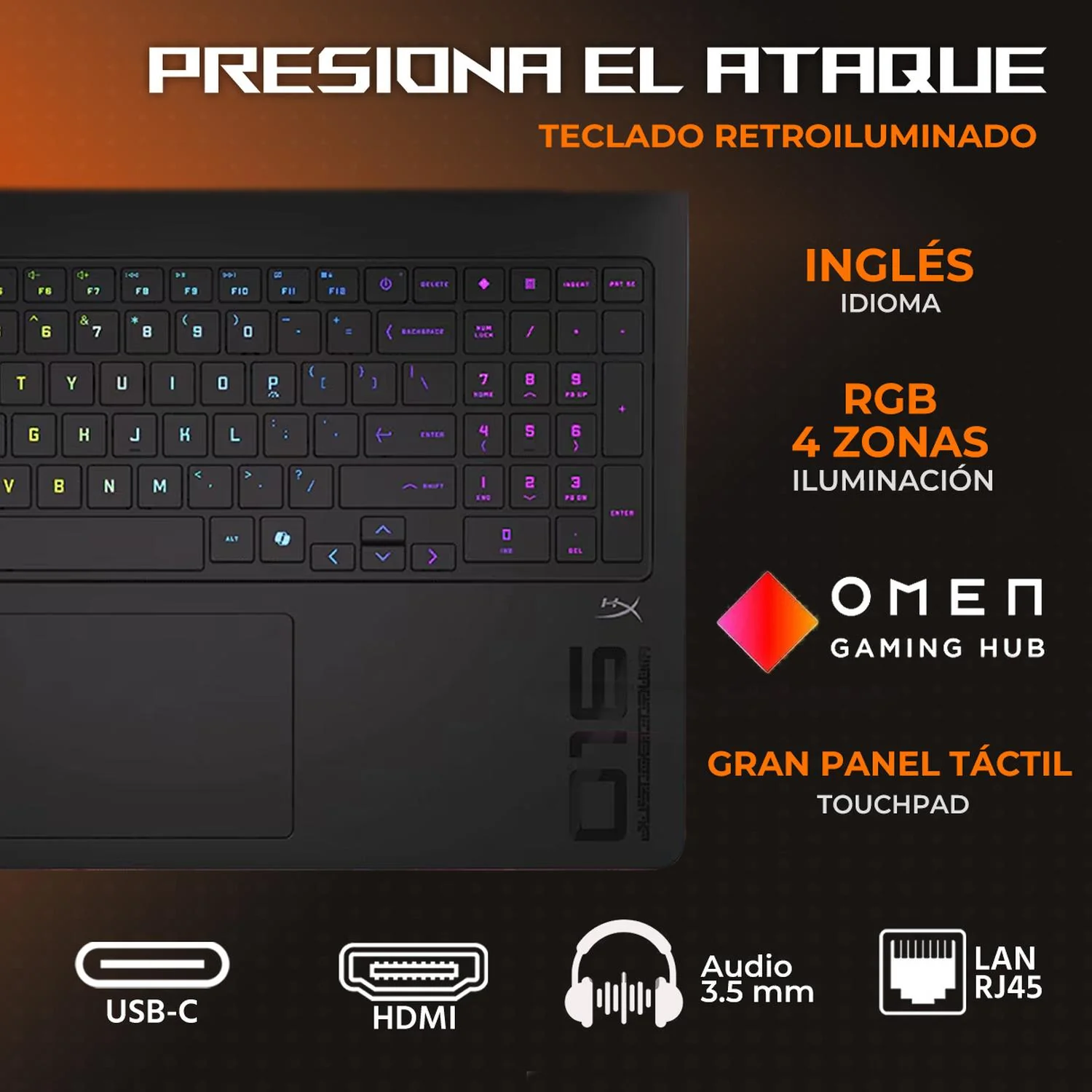 Laptop Gamer HP Omen Slim NVIDIA GeForce RTX 5050 Intel Core Ultra 5 225H 16GB DDR5 SSD 1TB 16" WUXGA 165Hz Teclado Ingles Gaming Competitivo y Estudio Profesional - Image 5