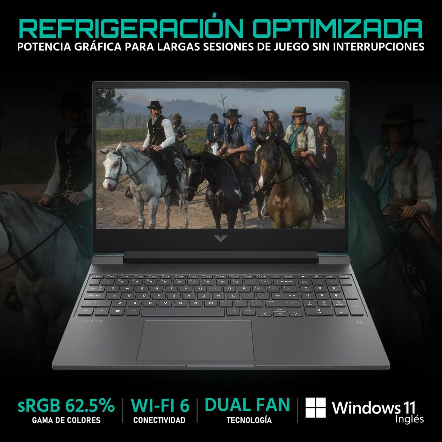 Laptop Gamer HP Victus NVIDIA GeForce RTX 3050 Intel Core i5 13420H 32GB SSD 512GB 15.6" FHD 144Hz Teclado Ingles Mouse DXT Gaming Multitarea y Gaming Entrada - Image 3