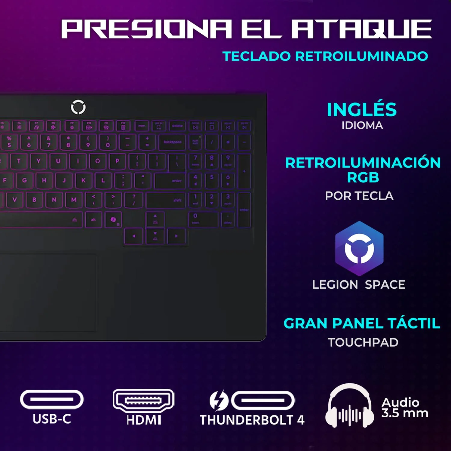 Laptop Gamer LENOVO Legion Pro 7 NVIDIA GeForce RTX 5090 Intel Core Ultra 9 275HX 64GB DDR5 SSD 2TB 16" WQXGA OLED 240Hz Teclado Ingles Gaming Avanzado e Ingenieria Profesional - Image 5