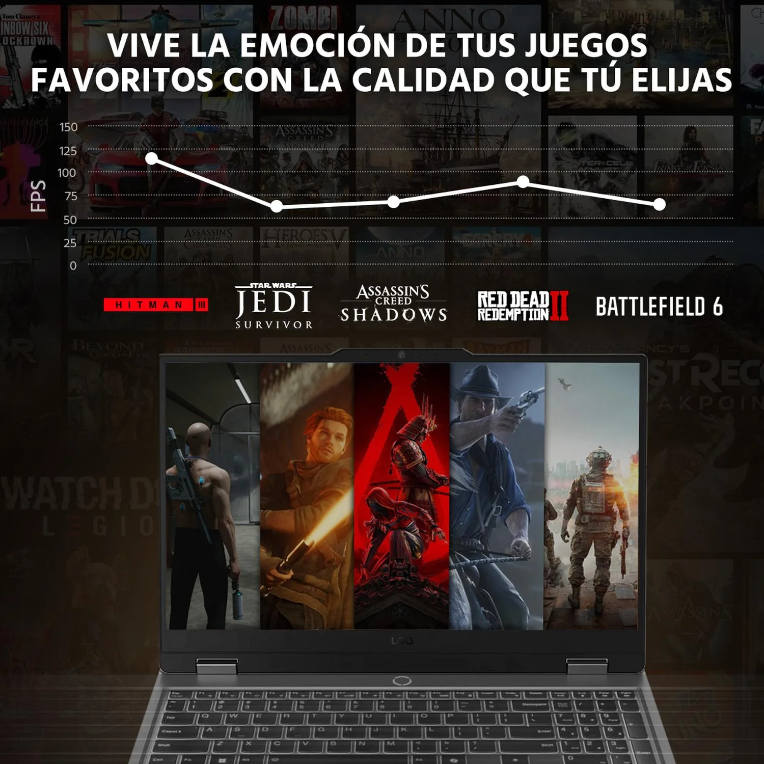 Laptop Gamer LENOVO LOQ NVIDIA GeForce RTX 3050 AMD Ryzen 5 7235HS 16GB DDR5 512GB SSD 15.6" Full HD 144Hz W11 Teclado Español Mouse Gaming Estable en Calidad Media - Image 5