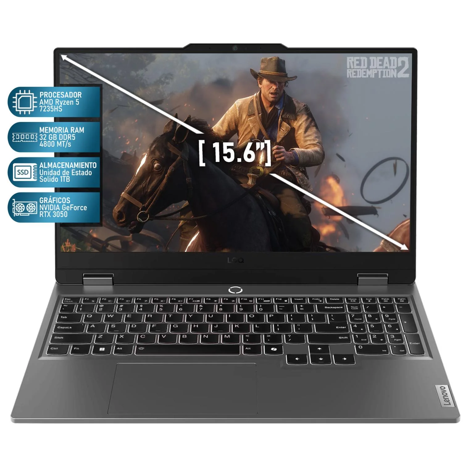 Laptop Gamer LENOVO LOQ 15 NVIDIA GeForce RTX 3050 AMD Ryzen 5 7235HS 32GB RAM 1TB SSD 15.6" Windows 11 Home Teclado en Español Open Box - Image 2