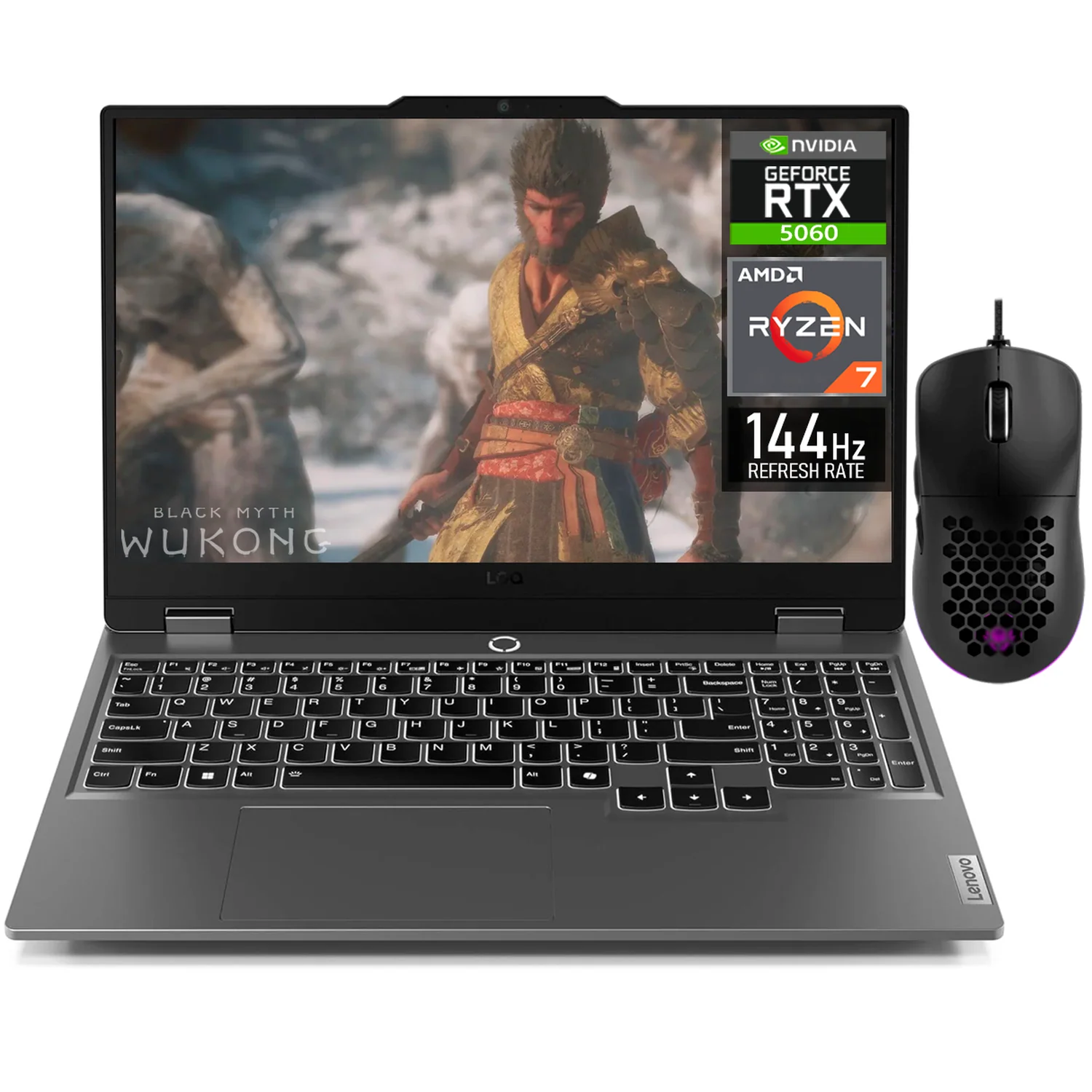 Laptop Gamer LENOVO LOQ 15AHP10 NVIDIA GeForce RTX 5060 8GB AMD Ryzen 7 250 24GB DDR5 SSD 512GB Pantalla 15.6" IPS FHD 144Hz Teclado Ingles Mouse DXT Gaming Fluidez total y Gaming Competitivo