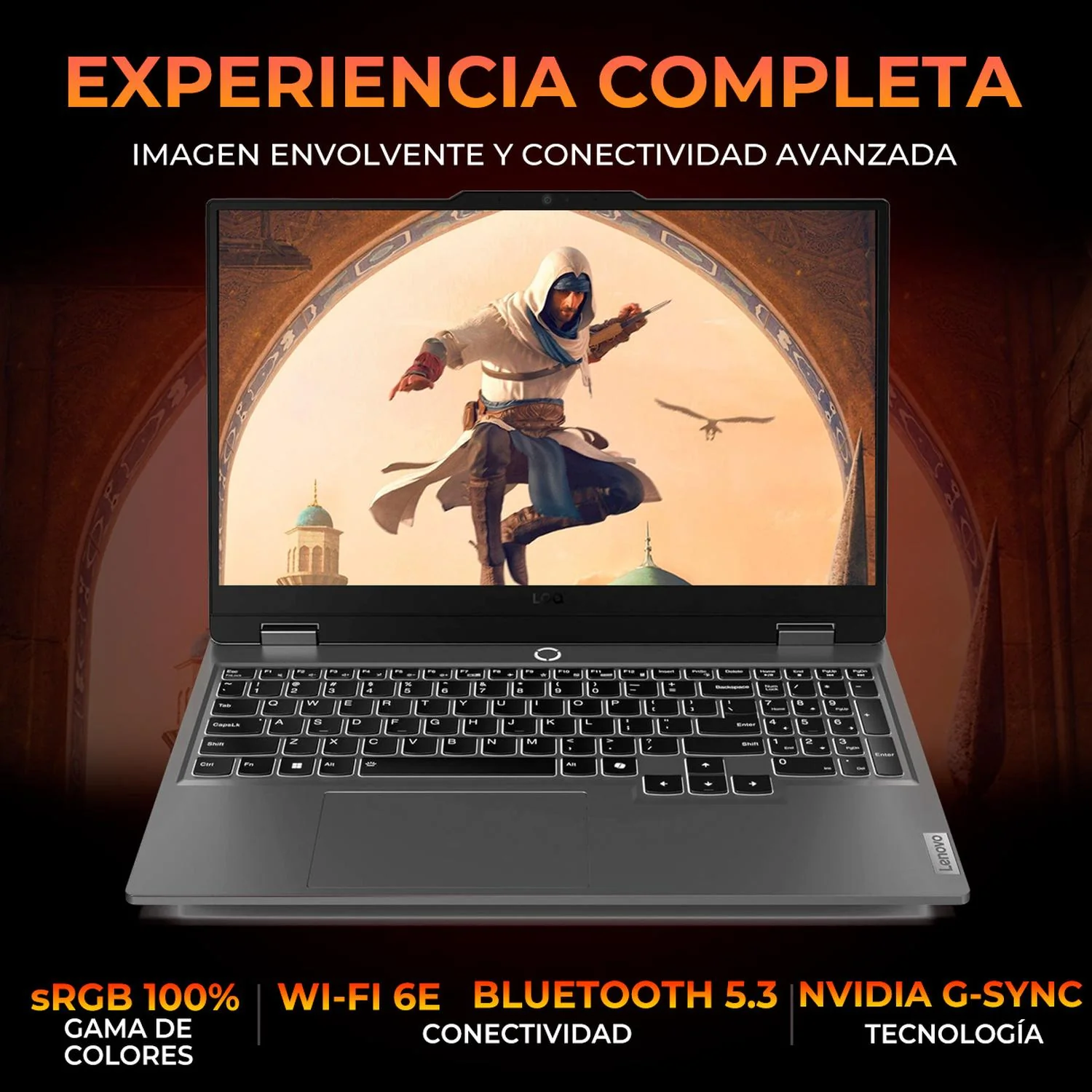 Laptop Gamer LENOVO LOQ 15AHP10 NVIDIA GeForce RTX 5060 AMD Ryzen 7 250 16GB DDR5 SSD 512GB 15.6" Full HD 144Hz Teclado Ingles Multitarea Avanzada y Gaming Competitivo - Image 3