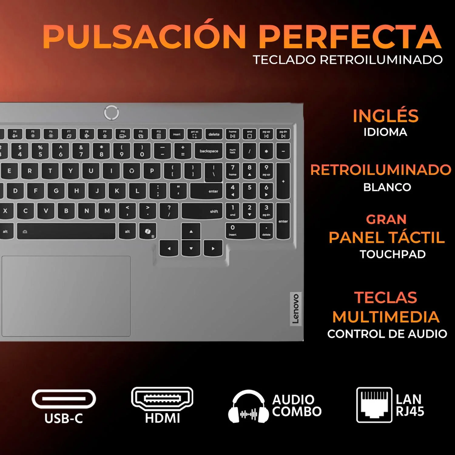 Laptop Gamer LENOVO LOQ 15AHP10 NVIDIA GeForce RTX 5060 AMD Ryzen 7 250 16GB DDR5 SSD 512GB 15.6" Full HD 144Hz Teclado Ingles Multitarea Avanzada y Gaming Competitivo - Image 4