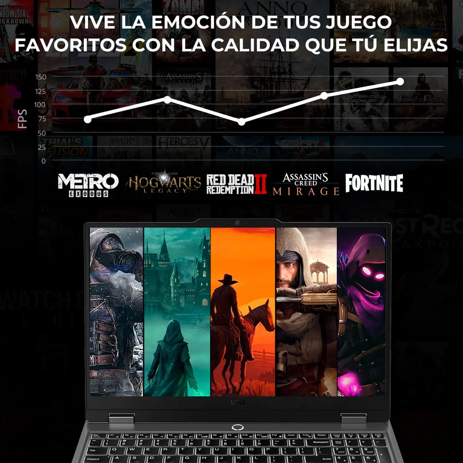 Laptop Gamer LENOVO LOQ 15AHP10 NVIDIA GeForce RTX 5060 AMD Ryzen 7 250 16GB DDR5 SSD 512GB 15.6" Full HD 144Hz Teclado Ingles Multitarea Avanzada y Gaming Competitivo - Image 5