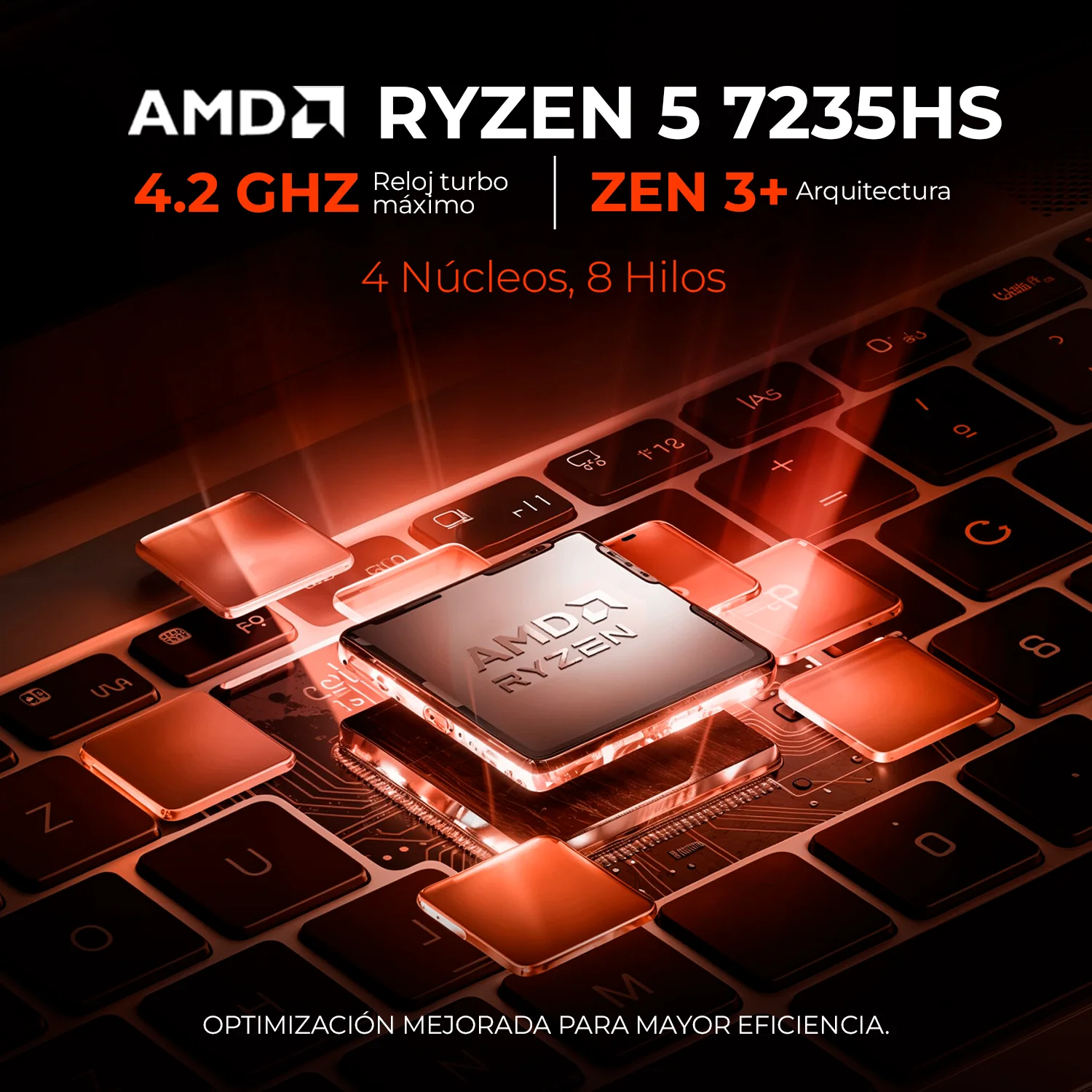 Laptop Gamer LENOVO LOQ 15ARP9 Nvidia GeForce RTX 4050 6GB AMD Ryzen 5 7235HS 16GB DDR5 512GB SSD Pantalla 15.6" IPS FHD 144Hz Windows 11 Teclado Ingles - Image 3