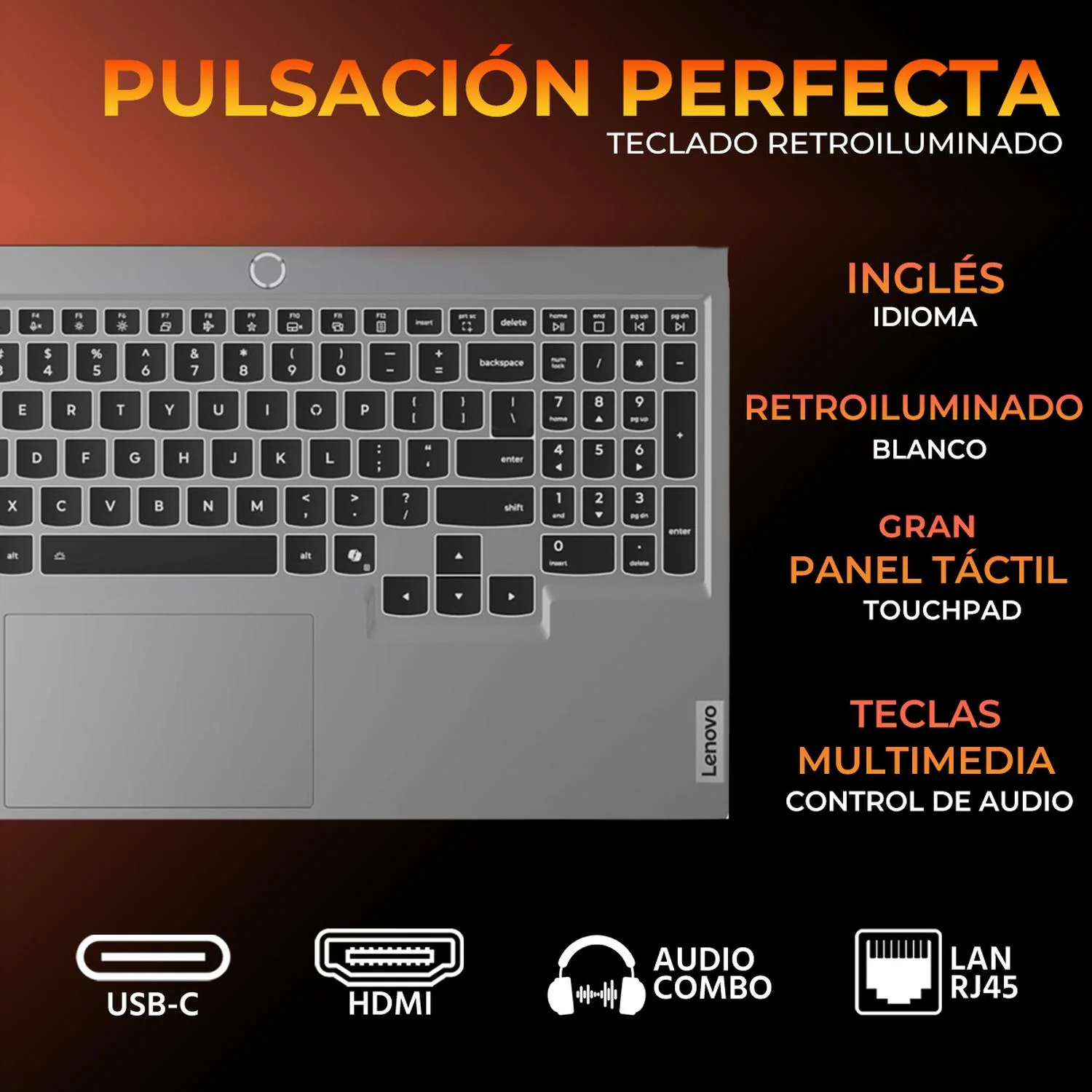 Laptop Gamer LENOVO LOQ NVIDIA GeForce RTX 5050 AMD Ryzen 7 250 16GB DDR5 SSD 512GB 15.6" FHD 144Hz Teclado Ingles Multitarea Avanzada y Gaming Competitivo - Image 4