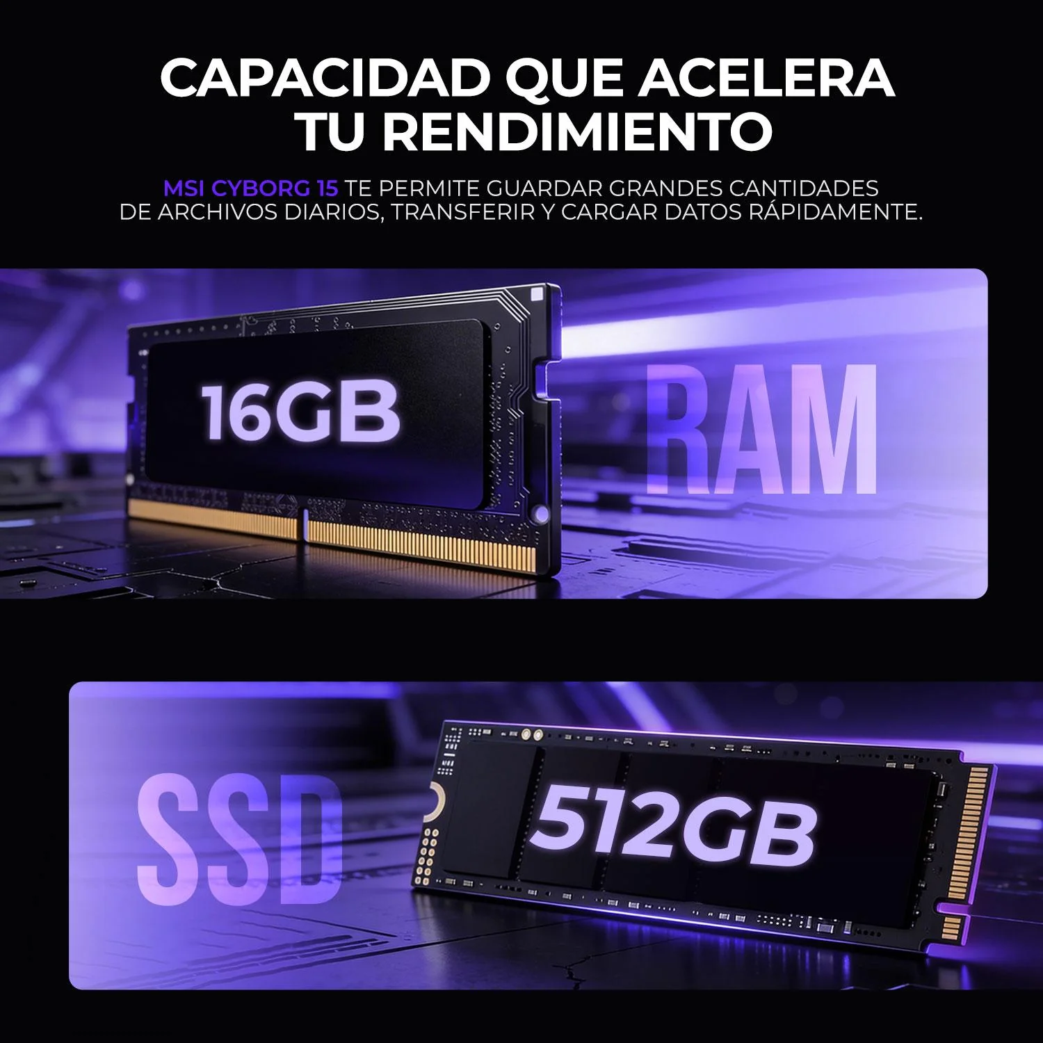 Laptop Gamer MSI Cyborg 15 Nvidia GeForce RTX 5060 8GB DLSS Intel Core 5 210H 16GB DDR5 512GB Pantalla 15.6" FHD 144Hz Teclado Español + Mochila Trabajo Multimedia y Gaming Avanzado - Image 5