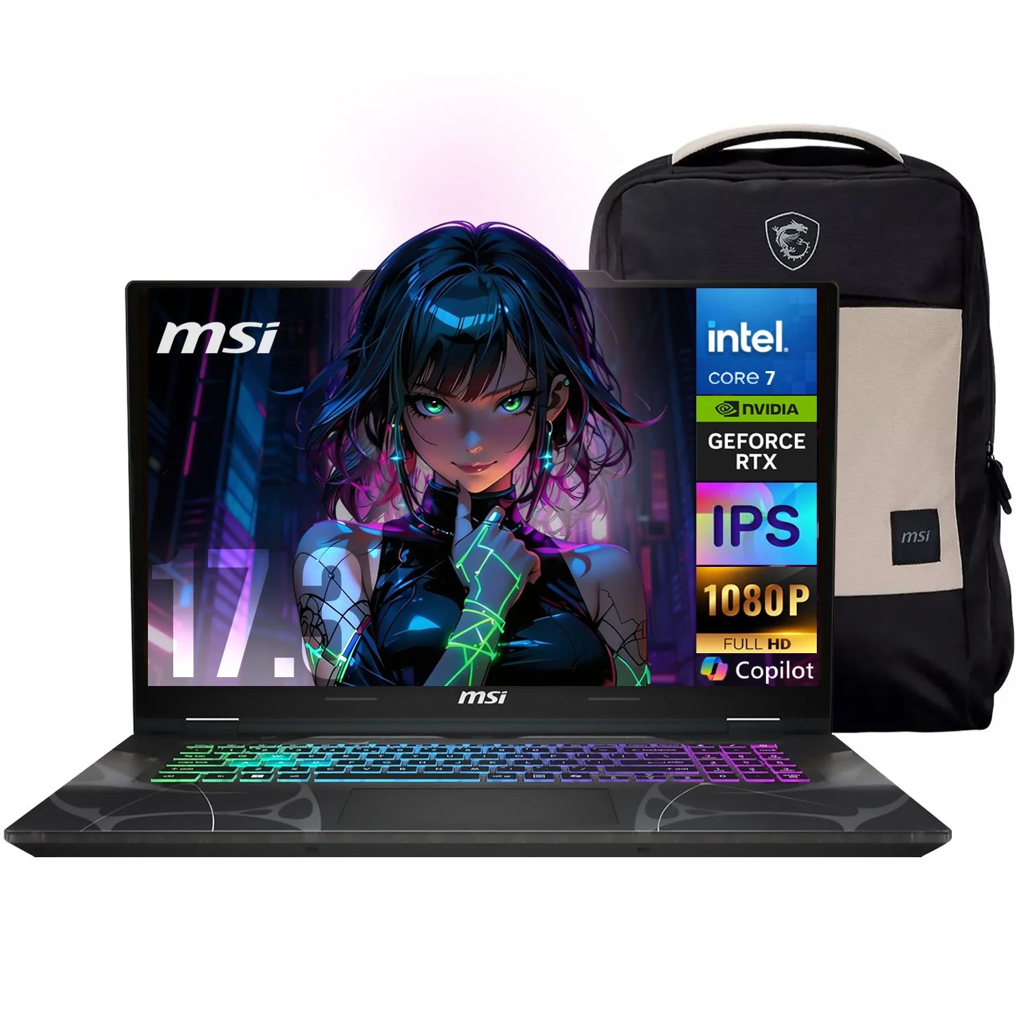 Laptop Gamer MSI Cyborg 17 Nvidia GeForce RTX 5060 8GB Intel Core i7 240H 32GB DDR5 1TB SSD Pantalla 17.3" IPS FHD 144Hz Teclado Español Mochila W11H Gaming Competitivo y Creacion de Contenido