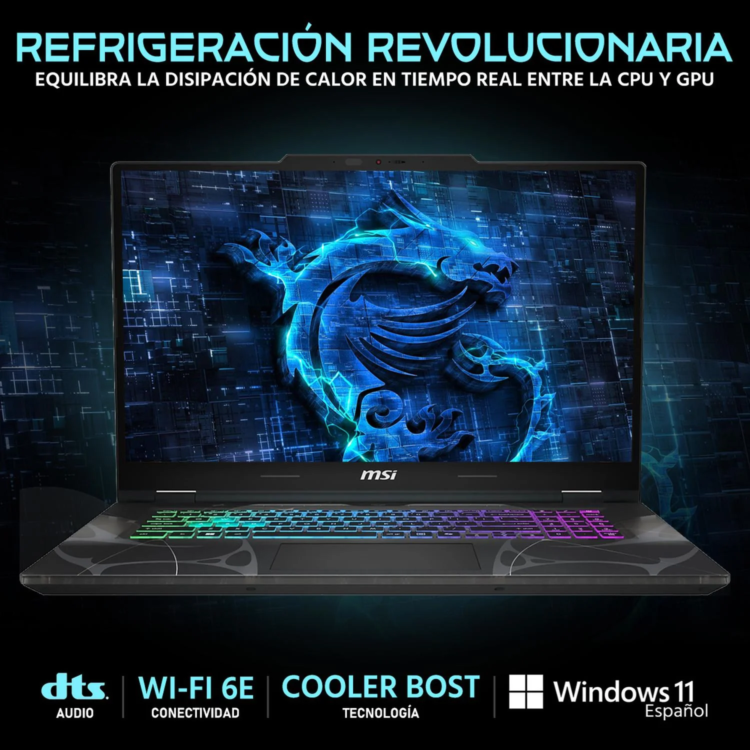 Laptop Gamer MSI Cyborg 17 NVIDIA GeForce RTX 5060 Intel Core i7 240H 64GB DDR5 SSD 1TB 17.3" FHD 144Hz Teclado Español Mochila Multitarea Fluida y Gaming Avanzado - Image 3