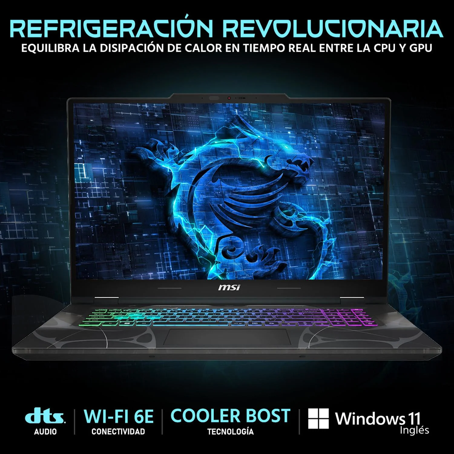 Laptop Gamer MSI Cyborg 17 NVIDIA GeForce RTX 5060 Intel Core i7 240H 16GB DDR5 SSD 1TB 17.3" FHD 144Hz Teclado Español Mochila Trabajo Multimedia y Gaming Avanzado - Image 3