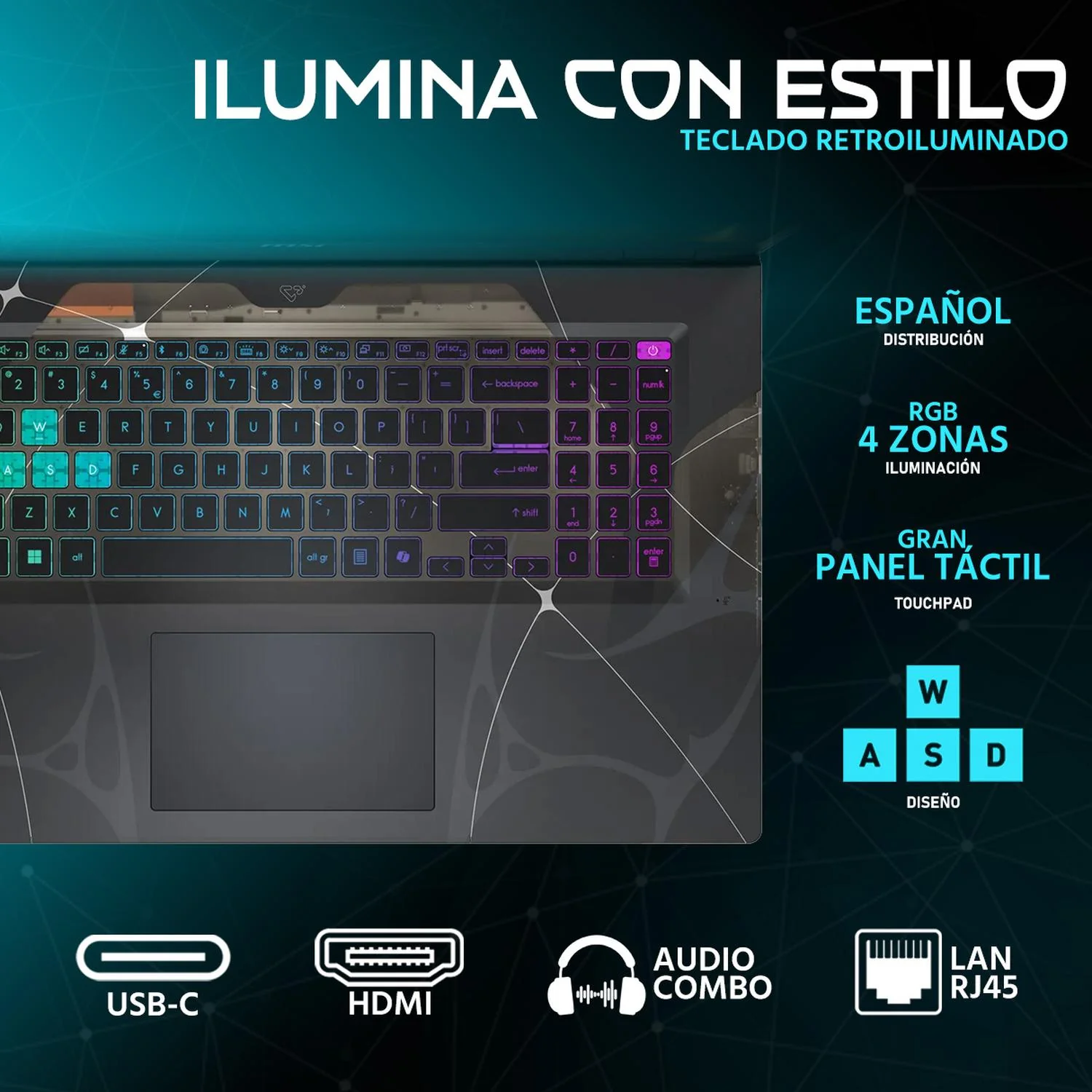 Laptop Gamer MSI Cyborg 17 NVIDIA GeForce RTX 5060 Intel Core i7 240H 16GB DDR5 SSD 1TB 17.3" FHD 144Hz Teclado Español Mochila Trabajo Multimedia y Gaming Avanzado - Image 4