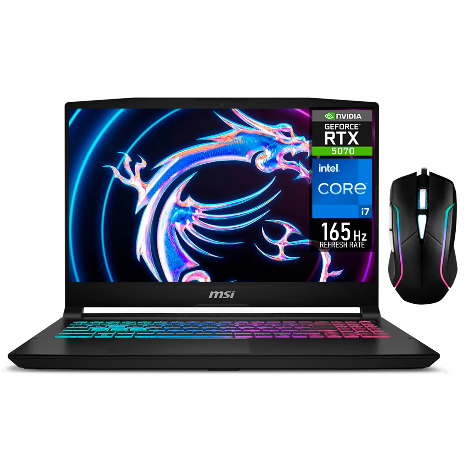 Laptop Gamer MSI Katana 15HX293 NVIDIA GeForce RTX 5070 8GB Intel Core i7 14650HX 32GB DDR5 1TB SSD Pantalla 15.6" QHD 165Hz Teclado Ingles Mouse DXT Gaming Programacion Diseño y Gaming Competitivo