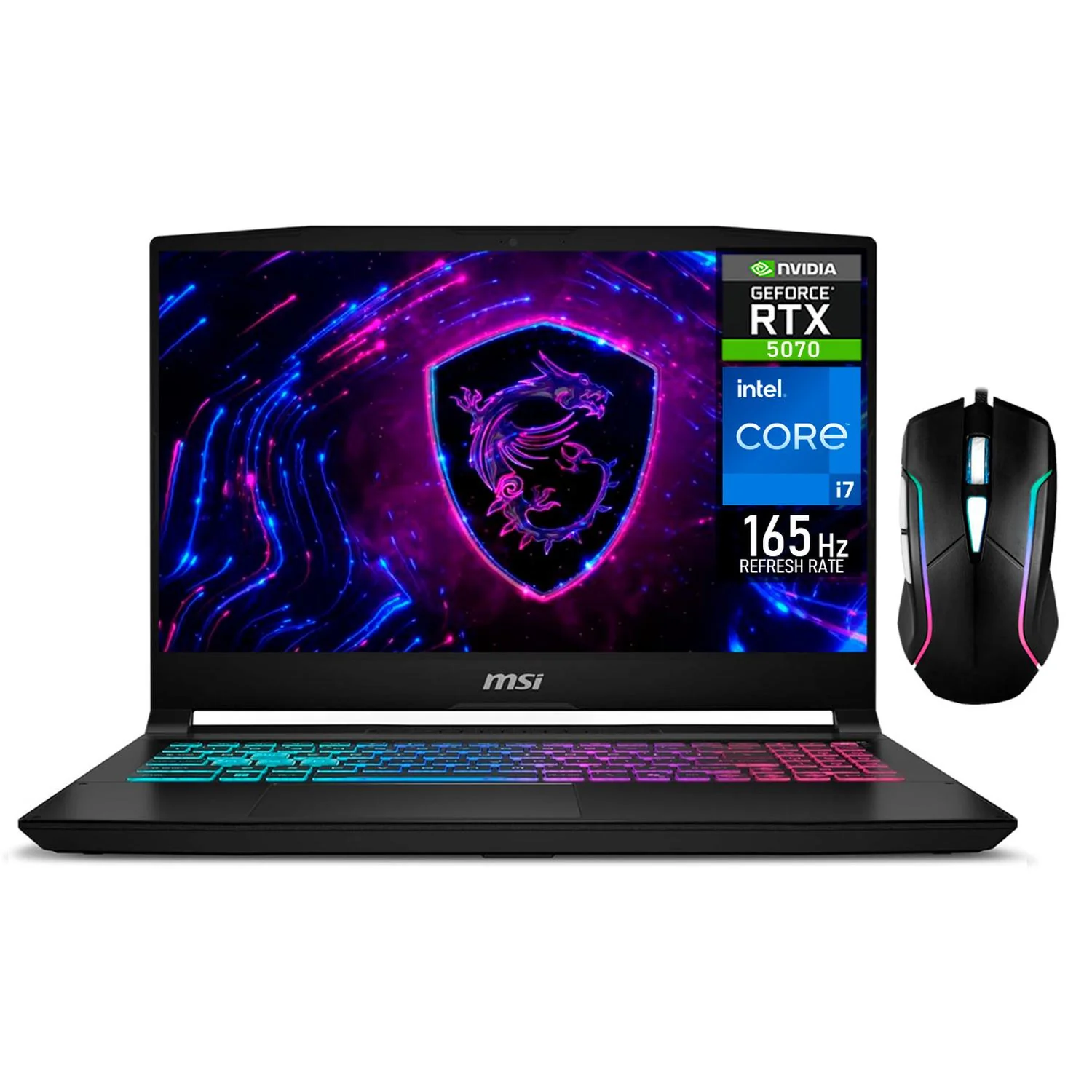 Laptop Gamer MSI Katana 15HX293 NVIDIA GeForce RTX 5070 8GB Intel Core i7 14650HX 64GB DDR5 SSD 1TB Pantalla 15.6" QHD 165Hz Teclado Ingles Mouse DXT Gaming Programacion Diseño y Gaming Competitivo