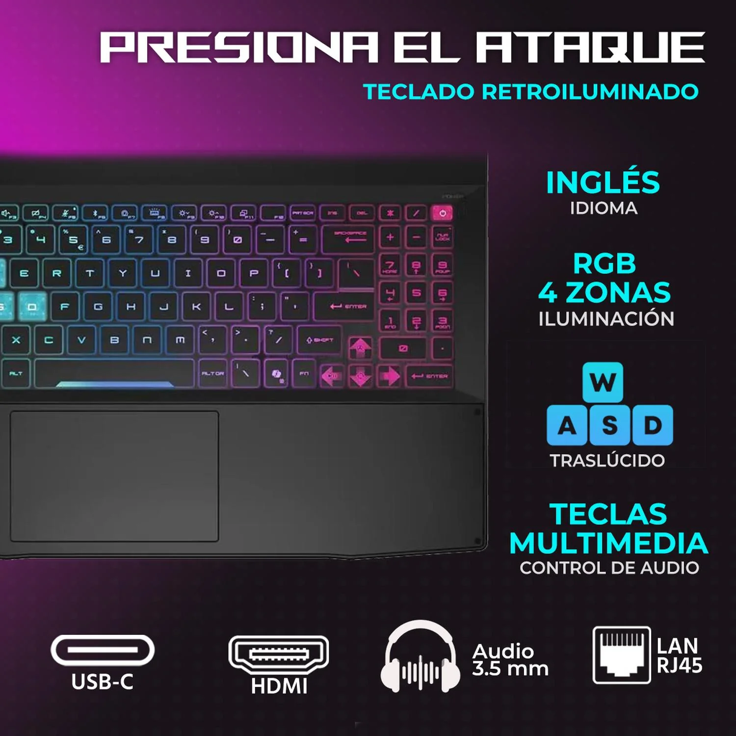 Laptop Gamer MSI Katana NVIDIA GeForce RTX 5070 Intel Core i7 14650HX 16GB DDR5 SSD 1TB 15.6" QHD 165Hz Teclado Ingles Gaming Fluido y Edicion Multimedia - Image 4