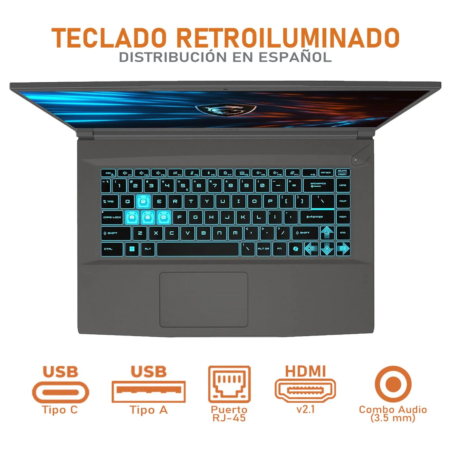Laptop Gamer MSI Thin NVIDIA GeForce RTX 3050 AMD Ryzen 5 7535HS 24GB DDR5 SSD 512GB 15.6" FHD 144Hz Teclado Español Mouse DXT Gaming Rendimiento Fluido y Gaming Entrada - Image 4