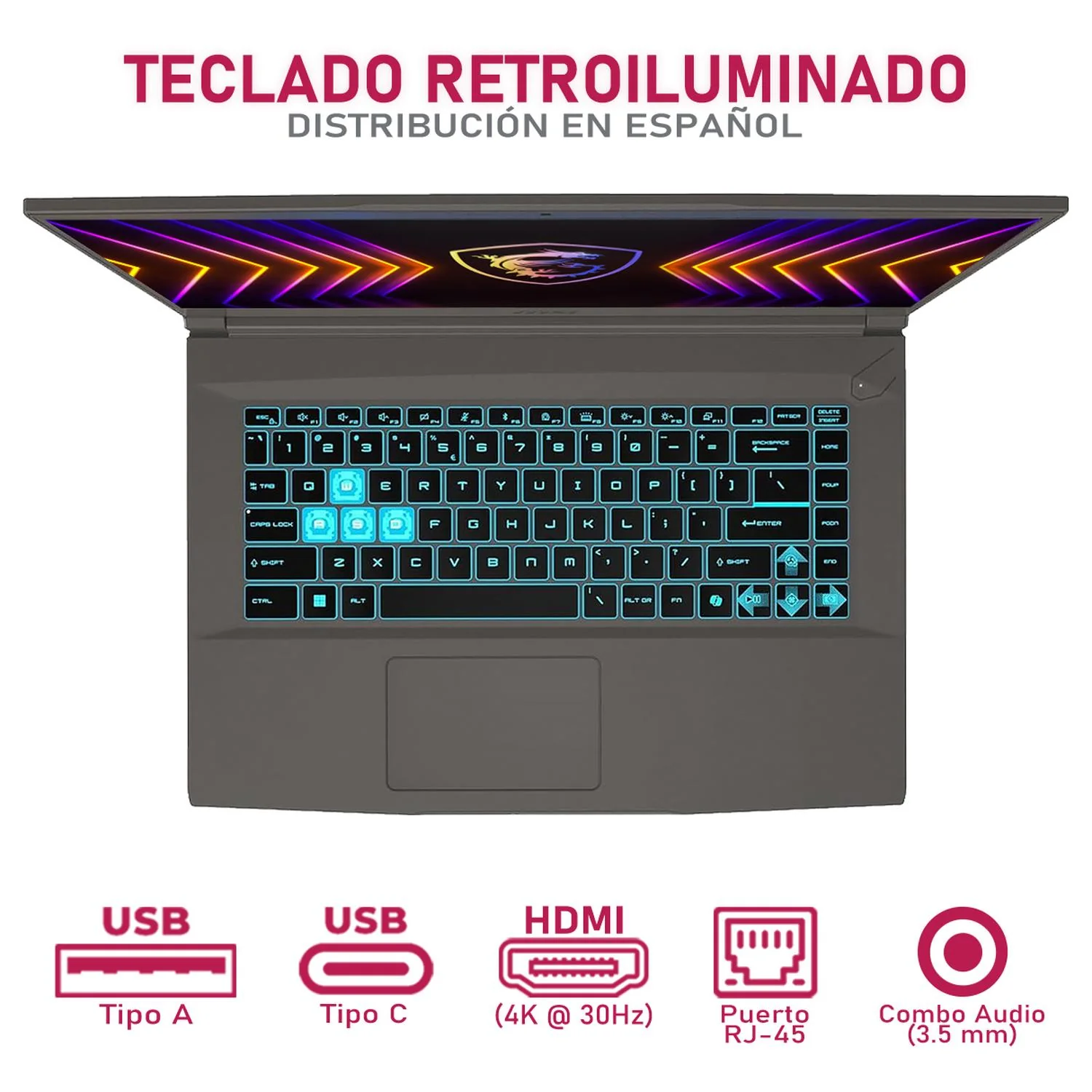 Laptop Gamer MSI Thin 15 NVIDIA GeForce RTX 4050 Intel Core i5 13420H 32GB RAM 1TB SSD 15.6" Windows 11 Home Teclado en Español + Mochila + Mouse DXT Gaming - Image 4