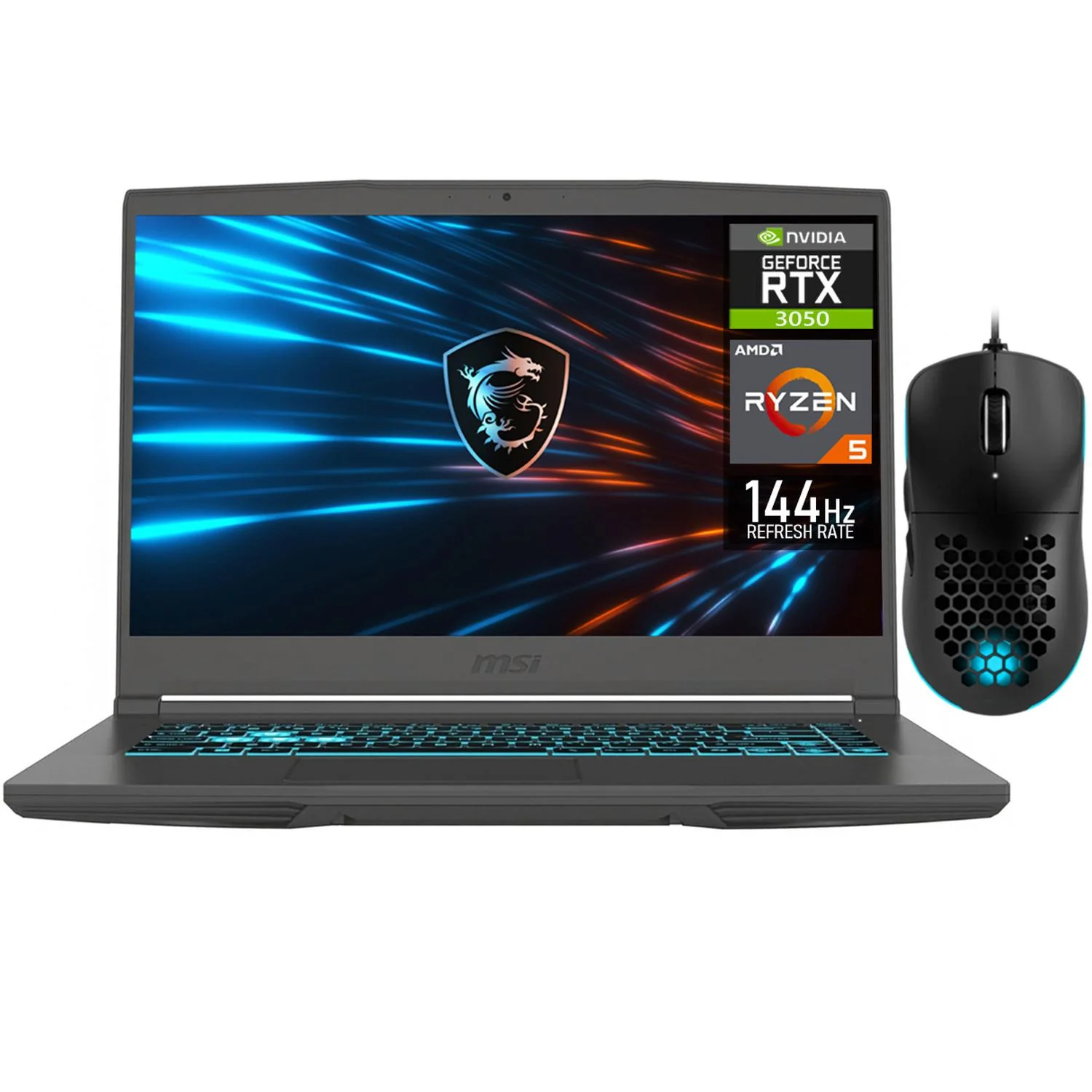 Laptop Gamer MSI Thin A15 NVIDIA GeForce RTX 3050 AMD Ryzen 5 7535HS 24GB RAM 512GB SSD 15.6" Windows 11 Home Teclado en Español + Mouse DXT Gaming Open Box