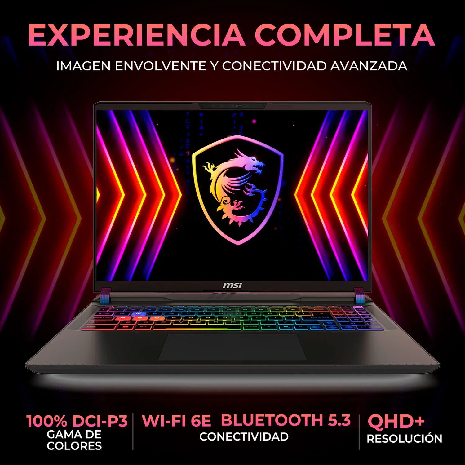 Laptop Gamer MSI Vector A16 NVIDIA GeForce RTX 5070 Ti 12GB AMD Ryzen 9 8940HX 64GB DDR5 1TB SSD 16" QHD+ 240Hz Teclado Ingles Mouse DXT Gaming ideal para Arquitectura IA y Gaming Competitivo - Image 3