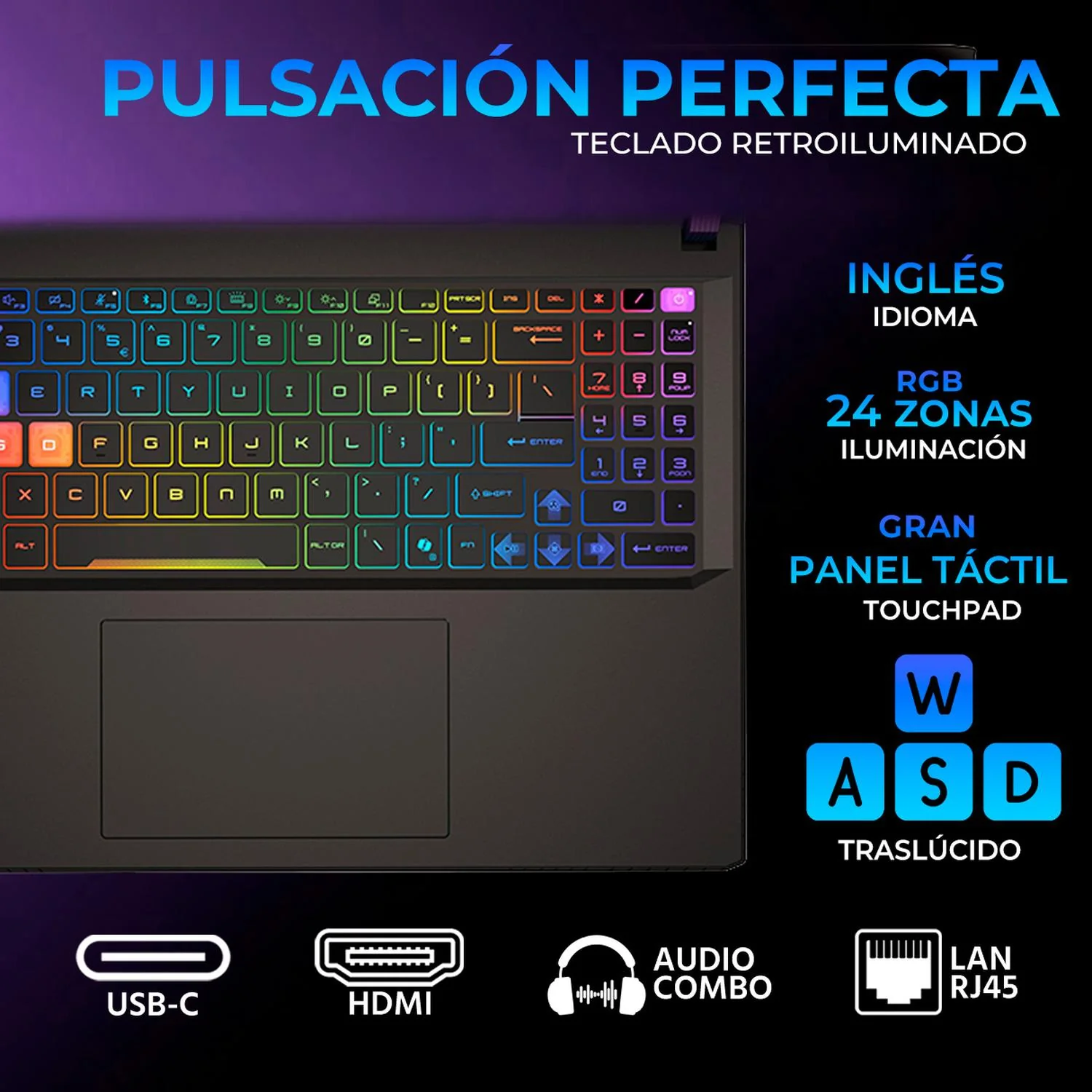 Laptop Gamer MSI Vector A16 NVIDIA GeForce RTX 5070 Ti AMD Ryzen 9 8940HX 16GB DDR5 SSD 1TB 16" WQXGA 240Hz Teclado Ingles Graficos Avanzados y Gaming de Alto Nivel - Image 4