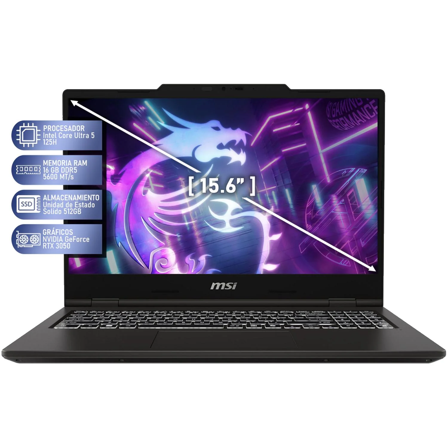 Laptop Gamer MSI Venture Pro 15 NVIDIA GeForce RXT 3050 Intel Core Ultra 5 125H 16GB RAM 512GB SSD 15.6" Windows 11 Pro Teclado en Español - Image 3