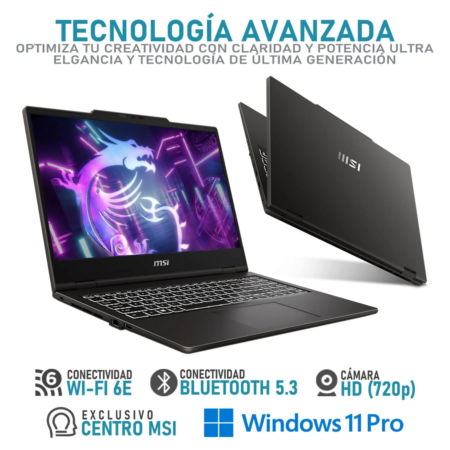 Laptop Gamer MSI Venture Pro 15 NVIDIA GeForce RXT 3050 Intel Core Ultra 5 125H 16GB RAM 512GB SSD 15.6" Windows 11 Pro Teclado en Español - Image 4