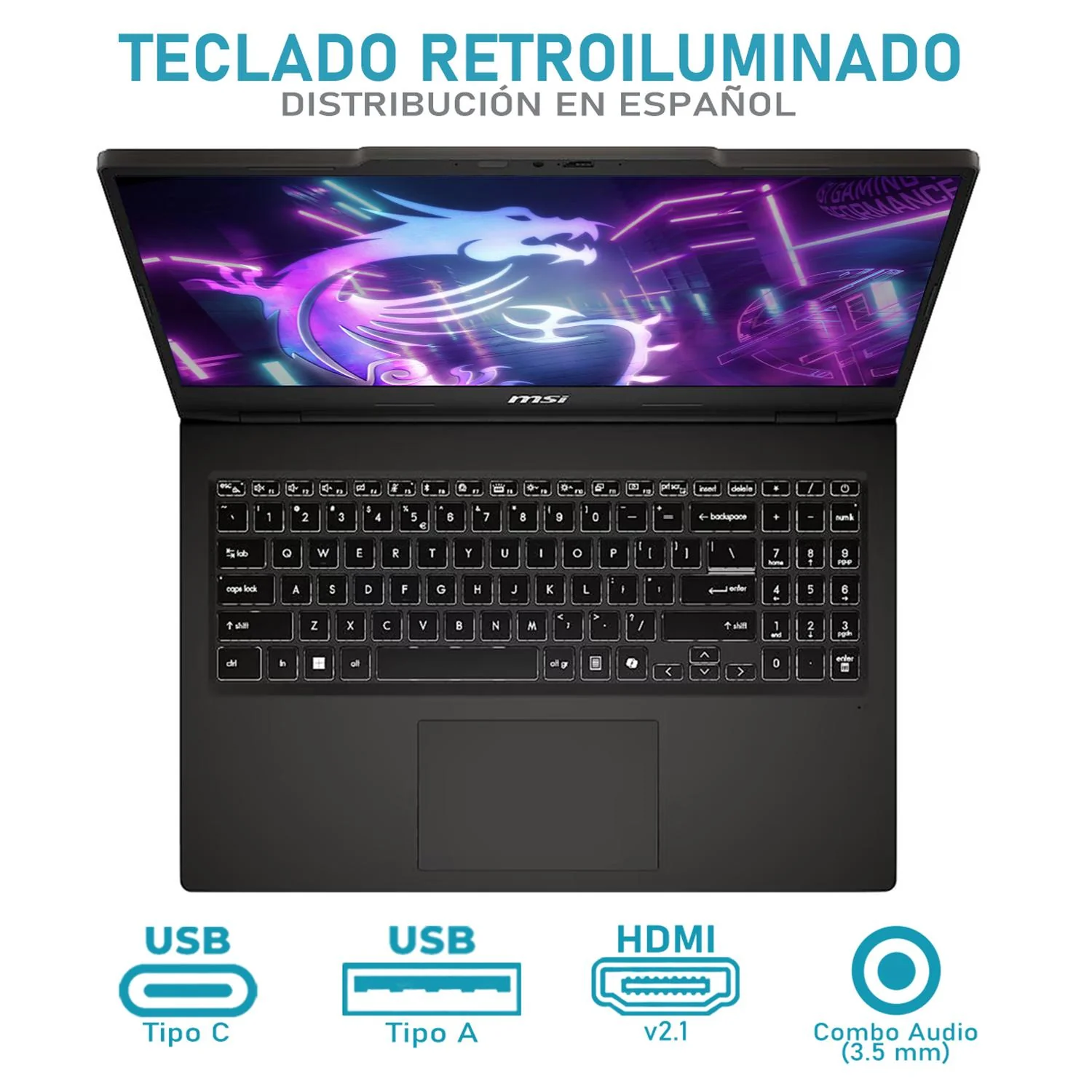 Laptop Gamer MSI Venture Pro 15 NVIDIA GeForce RXT 3050 Intel Core Ultra 5 125H 16GB RAM 512GB SSD 15.6" Windows 11 Pro Teclado en Español - Image 5