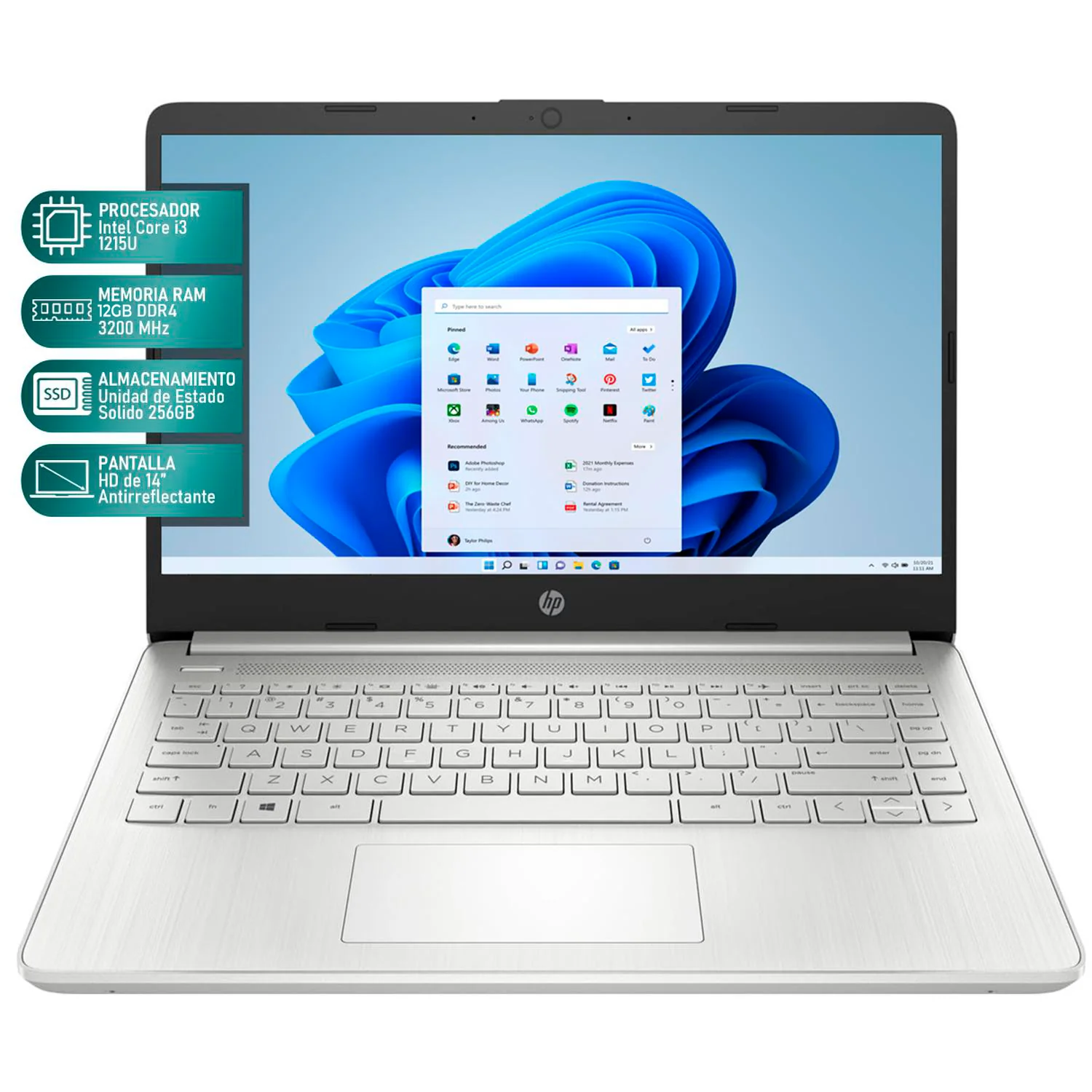 Laptop HP 14 DQ5 Intel Core i3 1215U 12GB 256GB SSD Pantalla 14" Teclado Ingles W11H Modo S Reacondicionado - Image 2