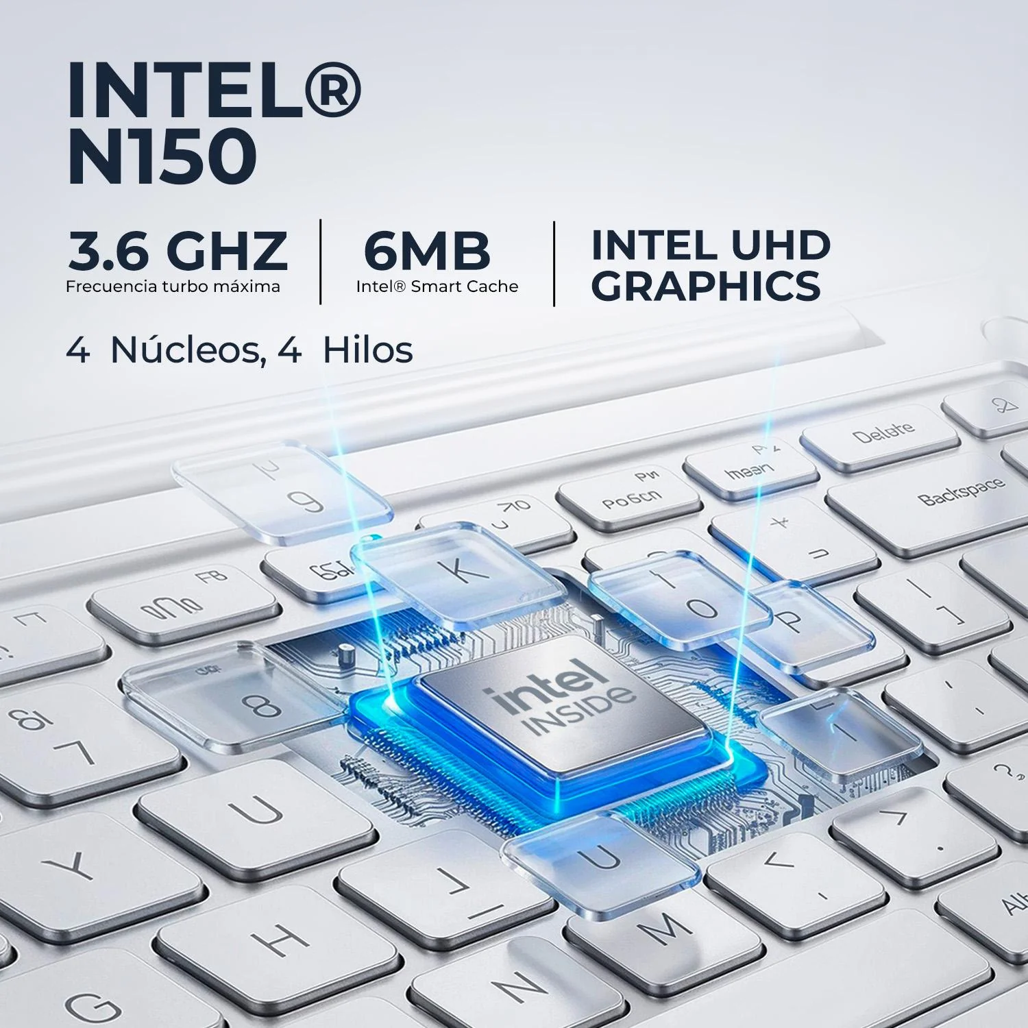 Laptop HP 14-DQ6011DX Intel N150 16GB 128GB SSD Pantalla 14" Teclado Ingles W11H Plata - Image 3