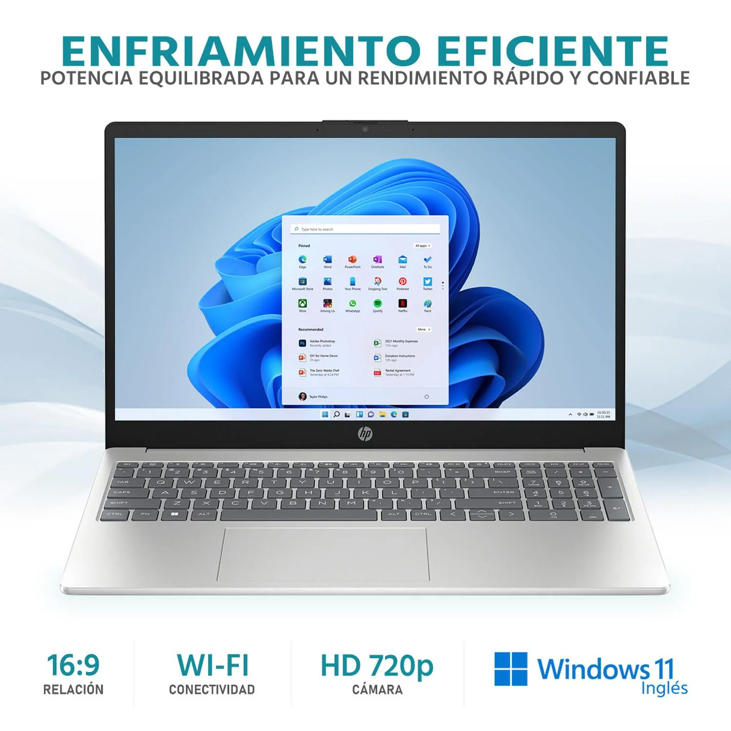 Laptop HP 15-FD0173WN Intel Core i7 1255U 16GB 512GB SSD Pantalla 15.6" Teclado Ingles W11H Plata - Image 3