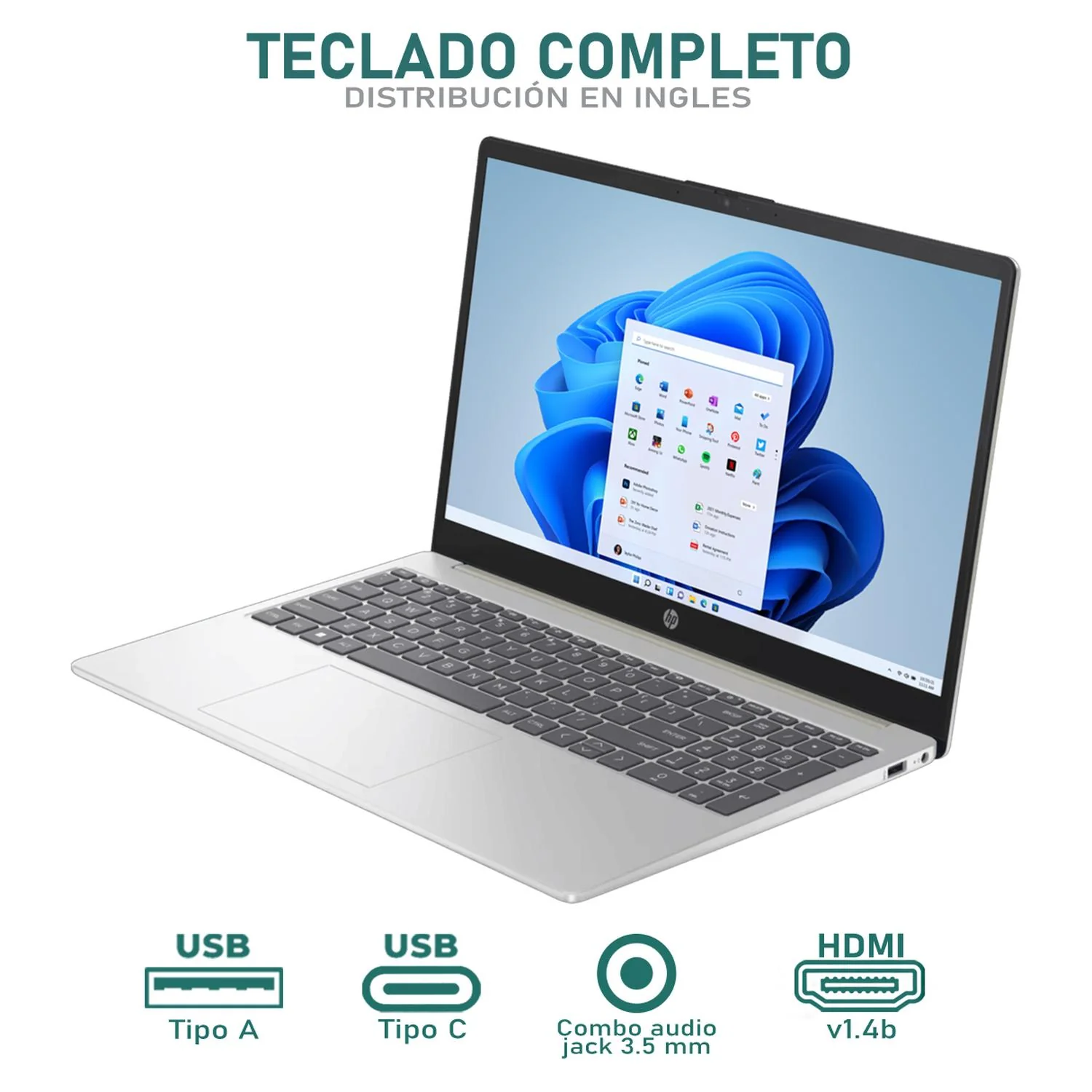 Laptop HP 15-FD0005DX Intel Core i5 1235U 16GB 512GB SSD Pantalla Touch 15.6" Teclado Ingles W11H Modo S Reacondicionado - Image 4