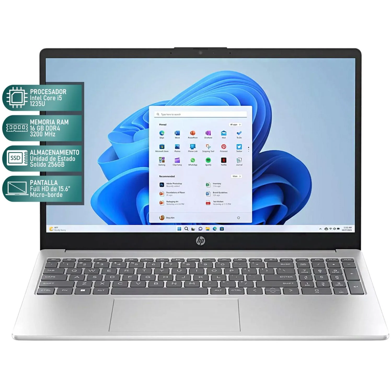 Laptop HP 15-FD0095WM Intel Core i5 1235U 16GB RAM 256GB SSD 15.6" Windows 11 Home Teclado en Ingles + Mouse DXT Reacondicionado - Image 2