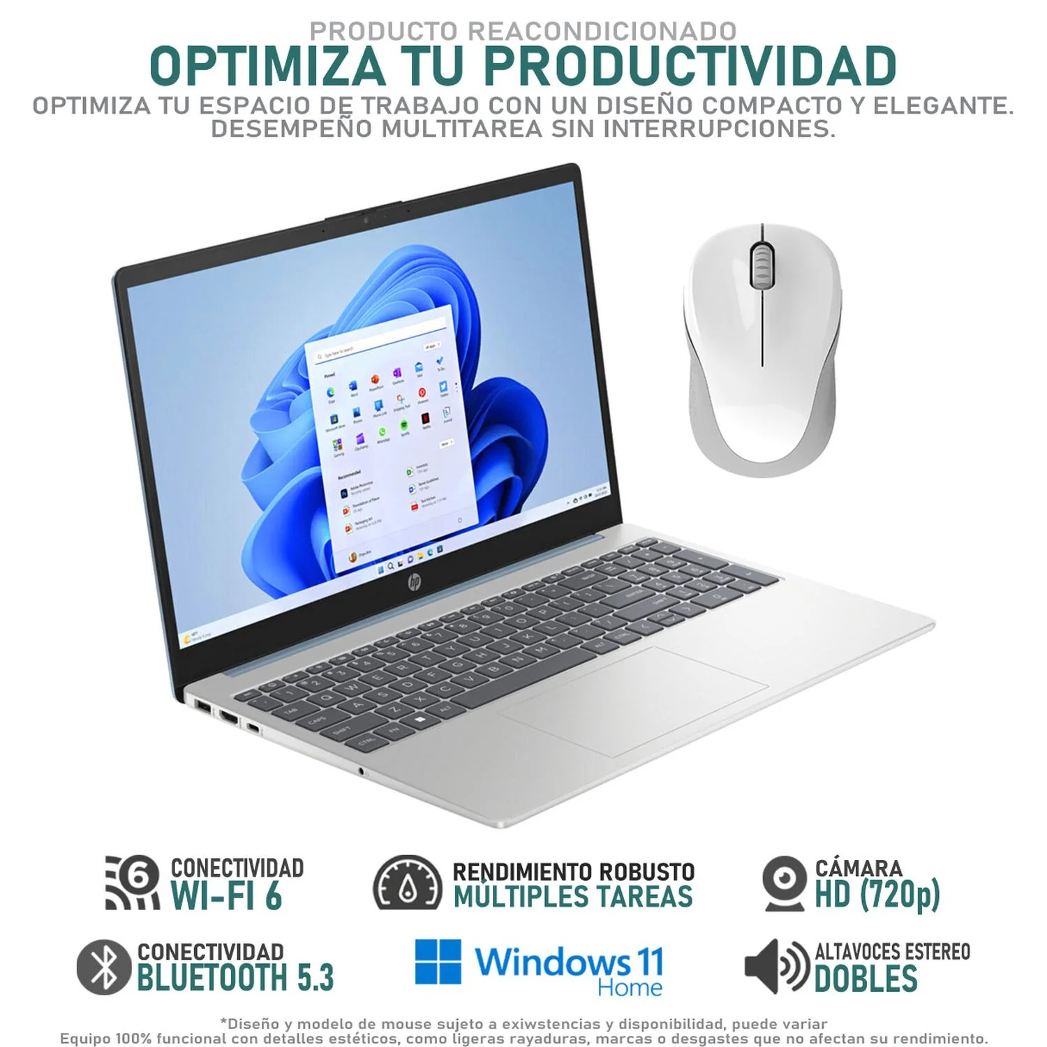 Laptop HP 15-FD0095WM Intel Core i5 1235U 16GB RAM 256GB SSD 15.6" Windows 11 Home Teclado en Ingles + Mouse DXT Reacondicionado - Image 3