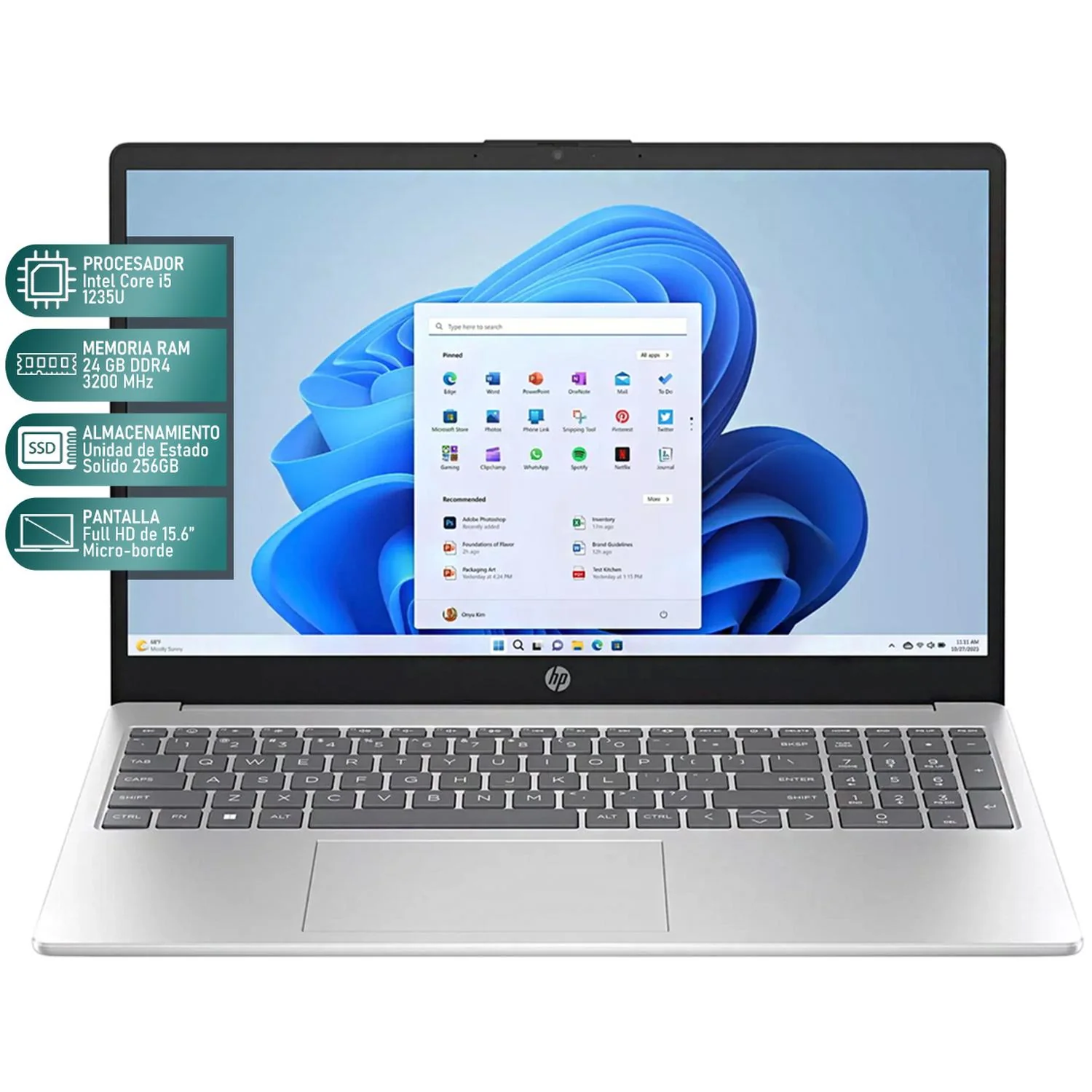 Laptop HP 15-FD0095WM Intel Core i5 1235U 24GB RAM 256GB SSD 15.6" Windows 11 Home Teclado en Ingles + Mouse DXT Open Box - Image 2
